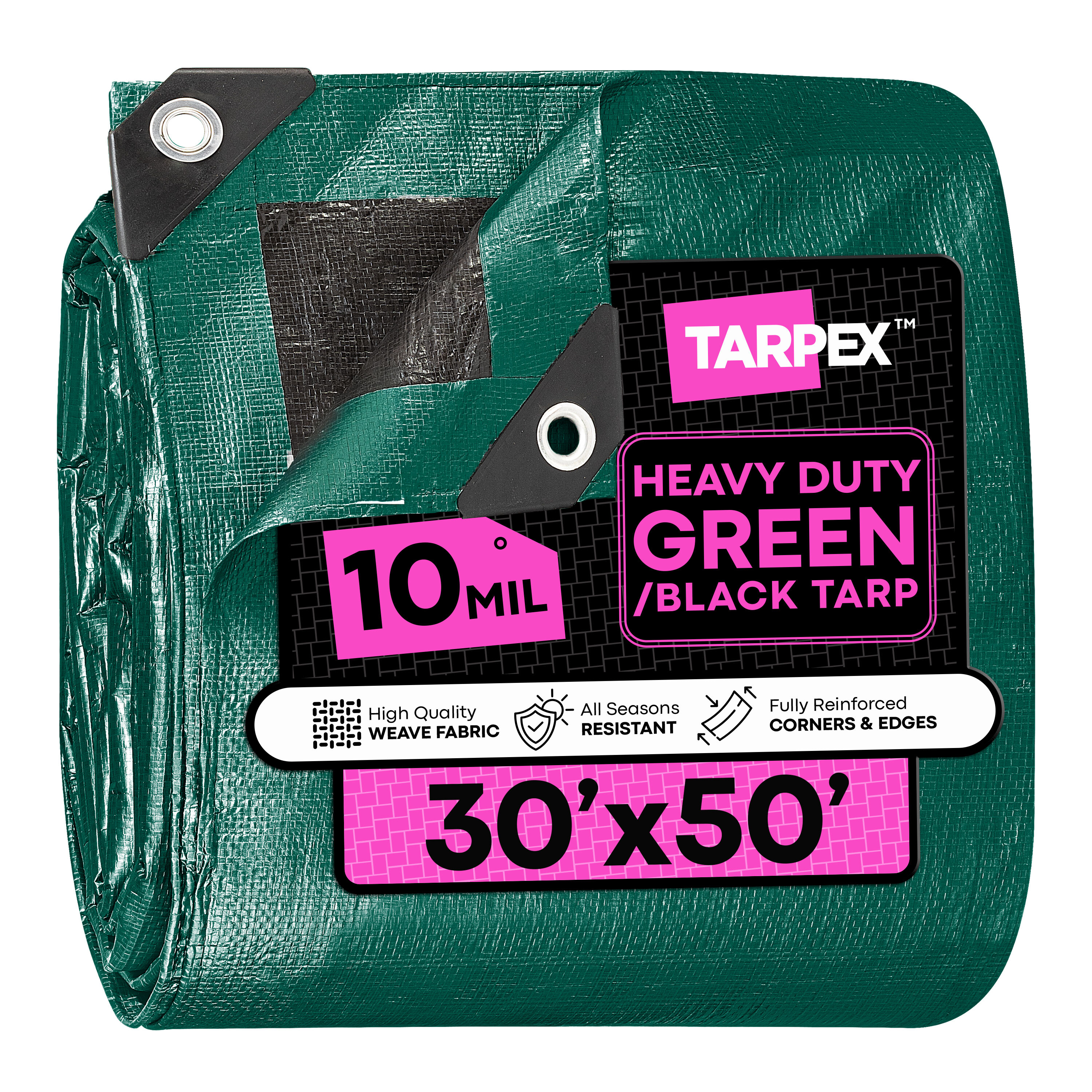Tarpex 30-ft x 50-ft Black Waterproof Commercial Polyethylene