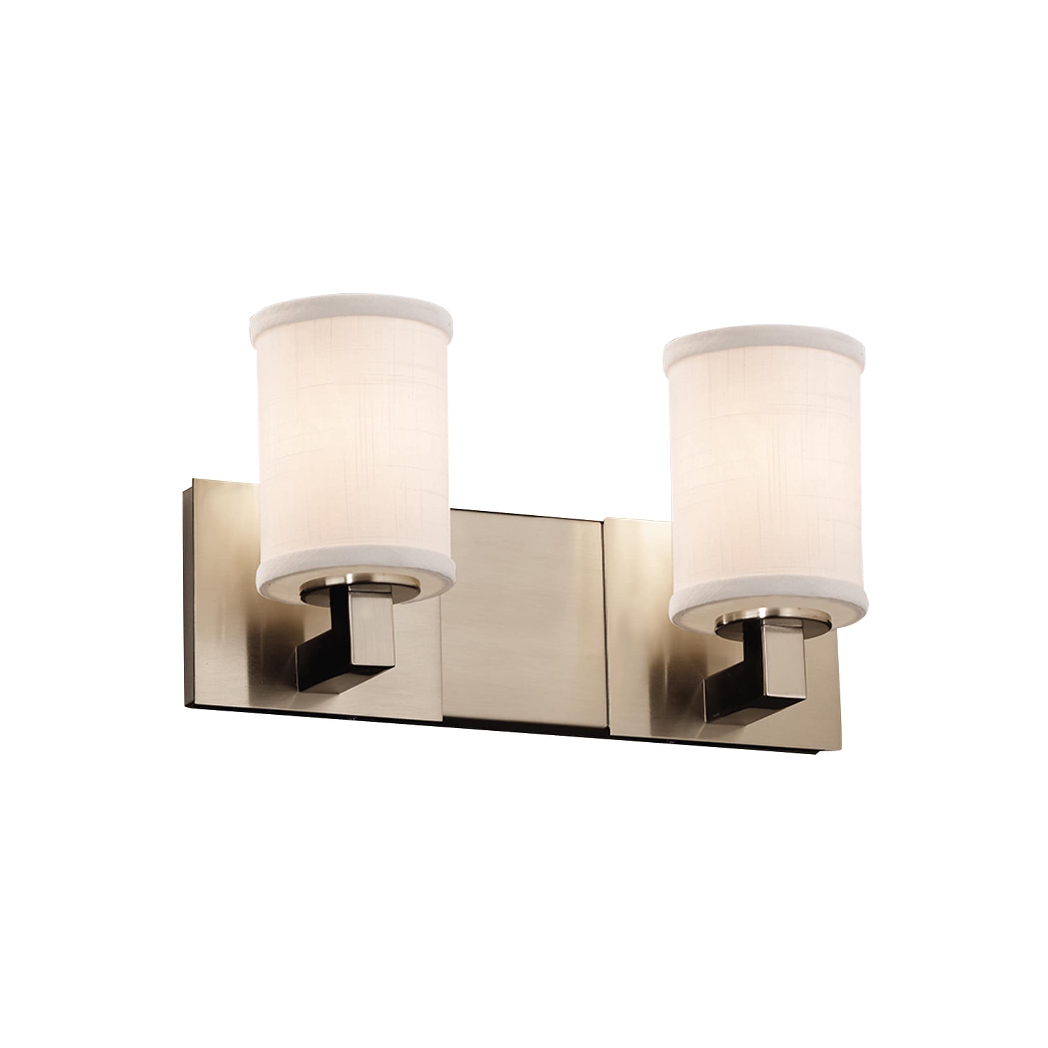 Justice Design Group FAB-8922-10-WHTE-NC Textile 15-in 2-Light Brushed Nickel Transitional Vanity Light