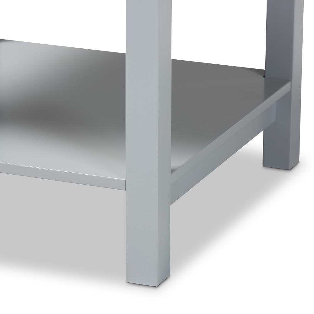 Willow Light Grey 2-Drawer Wood Nightstand with Silver Knobs