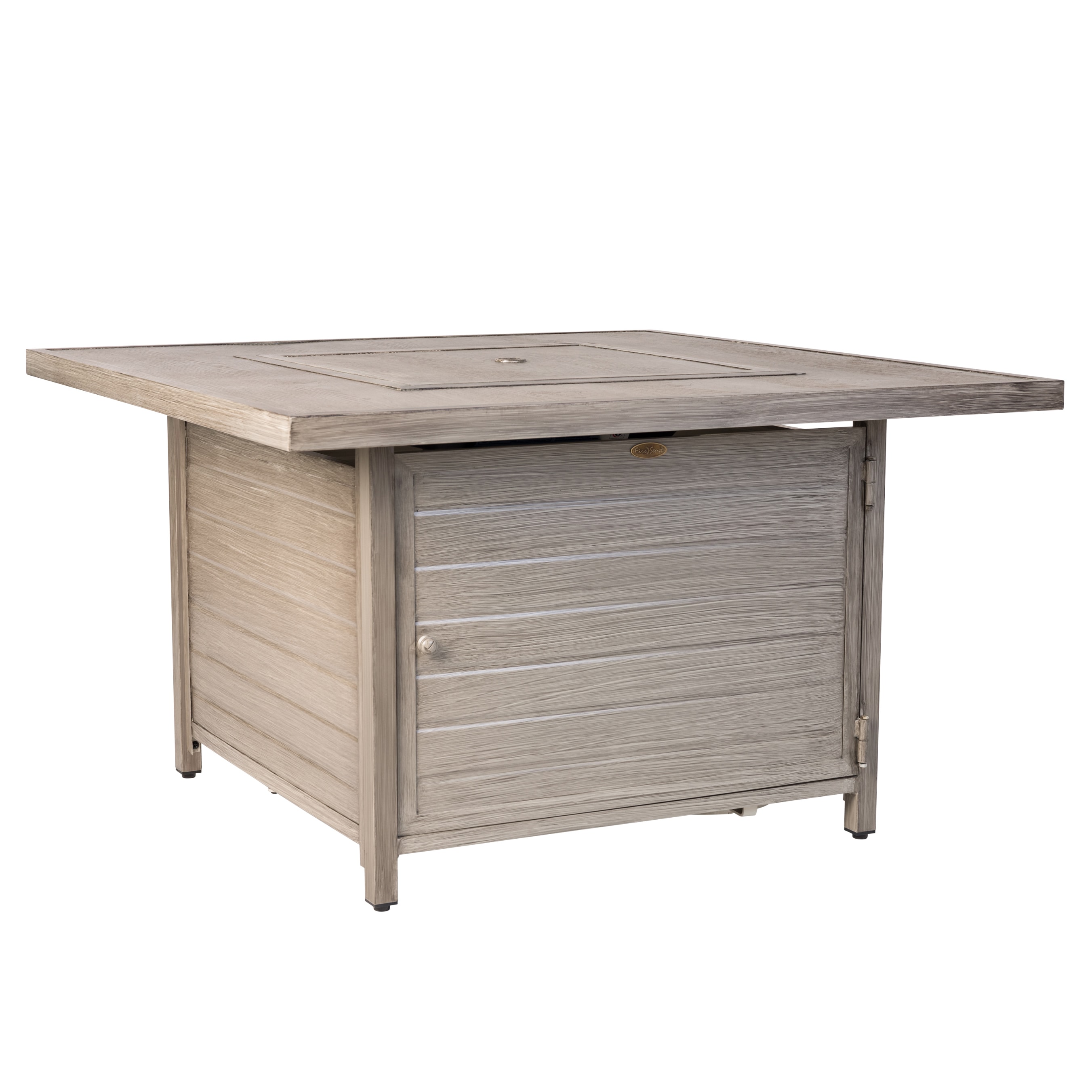 Fire Sense 62741 Langhorne 40-in W Barnwood Portable Aluminum Square Tabletop Liquid propane Fire pit table