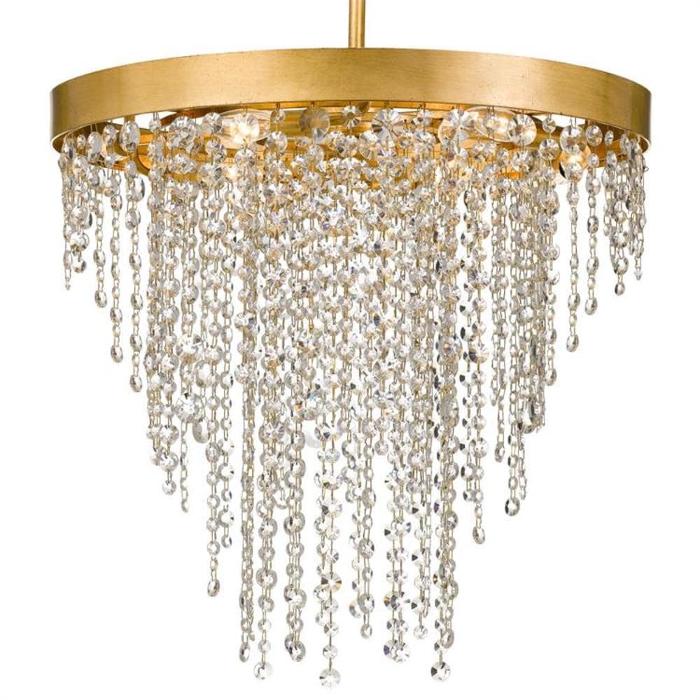 Antique Gold Elegance 6-Light Crystal Waterfall Chandelier