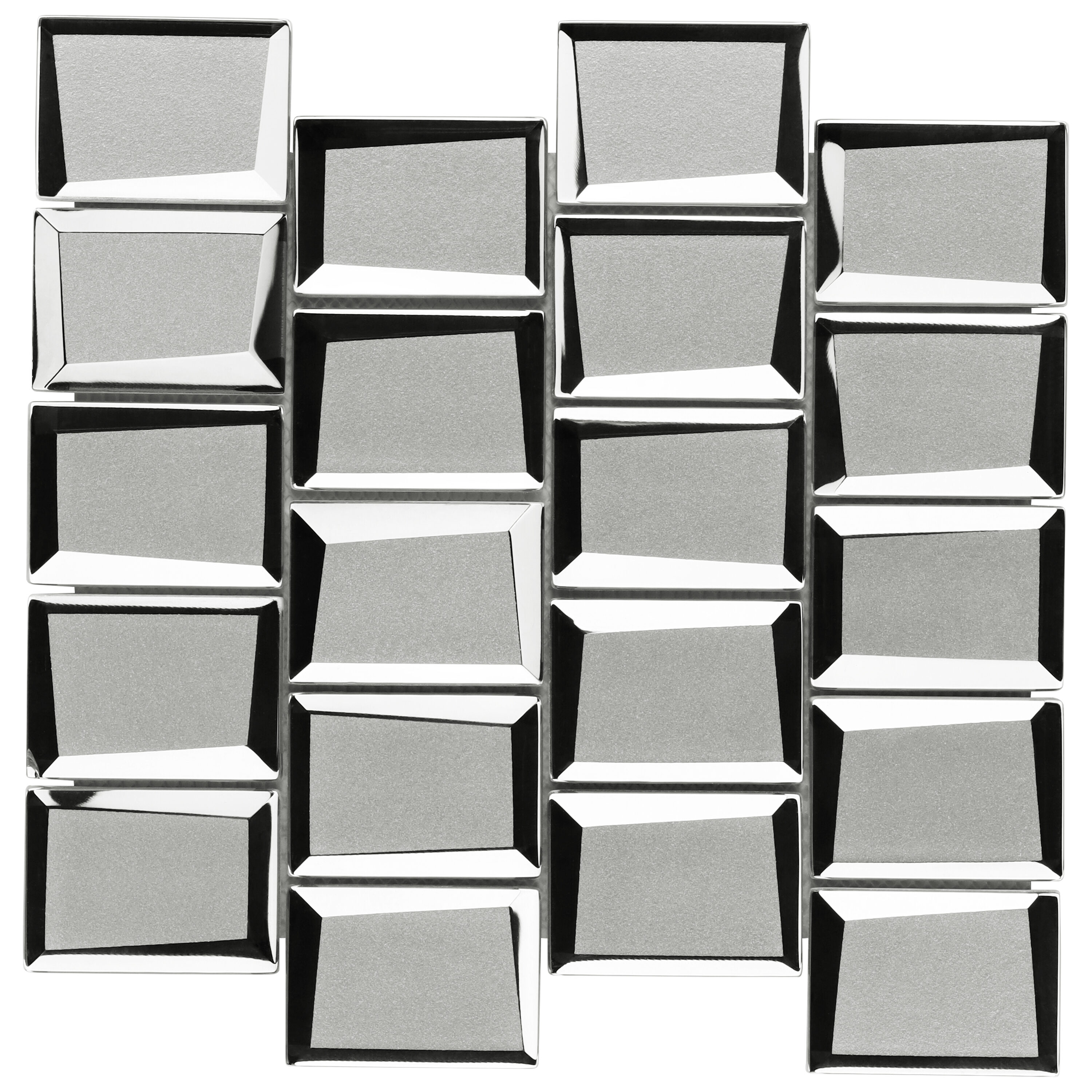 Artmore Tile EXT3RD108697 Sample- Kaur Silver 3-in x 6-in Polished Glass Patterned Wall Tile