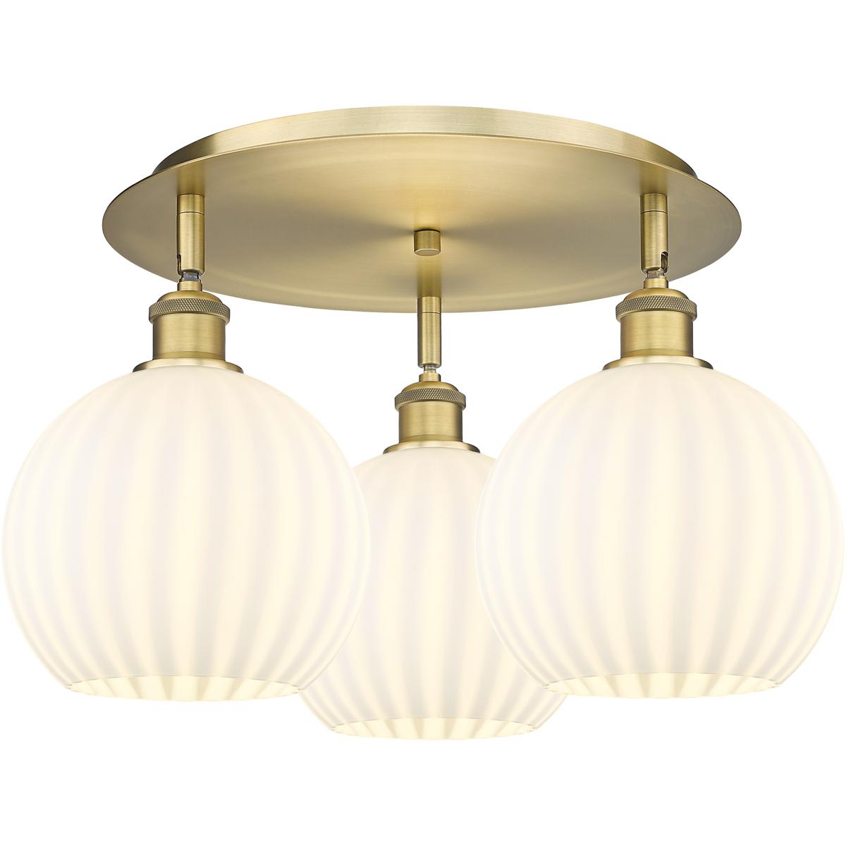 Innovations Lighting - 516-3C-BB-G1217-8WV Ballston White Venetian Flush Mount Brushed Brass