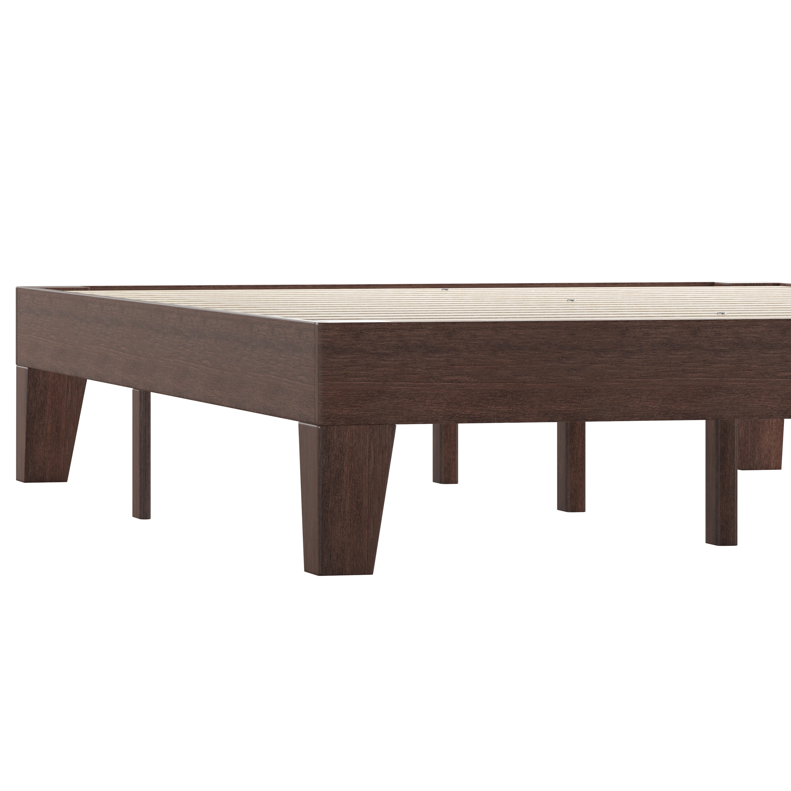 Evelyn Walnut Finish Full Wooden Platform Bed with Slats