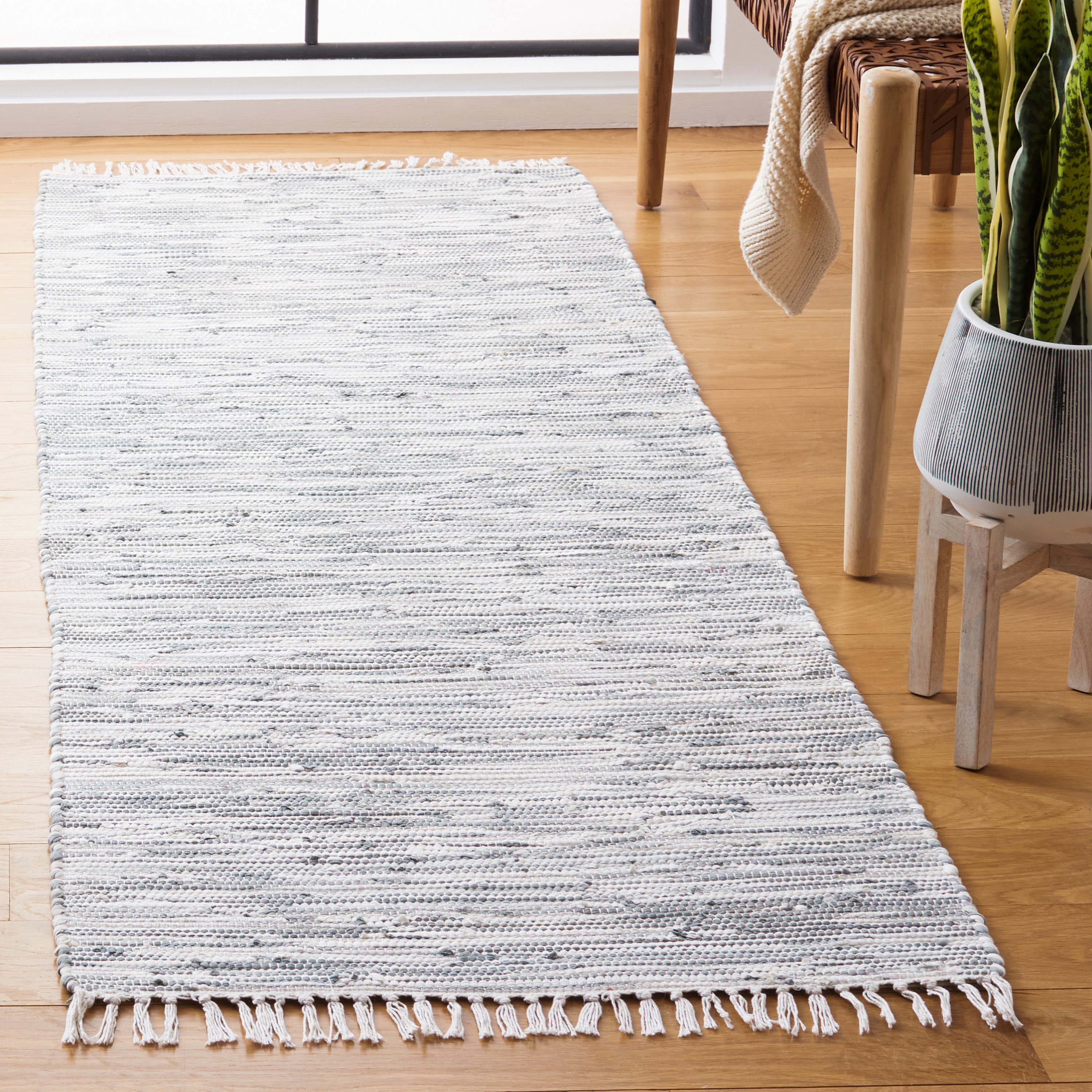 Montauk Silver Handwoven Cotton Runner Rug