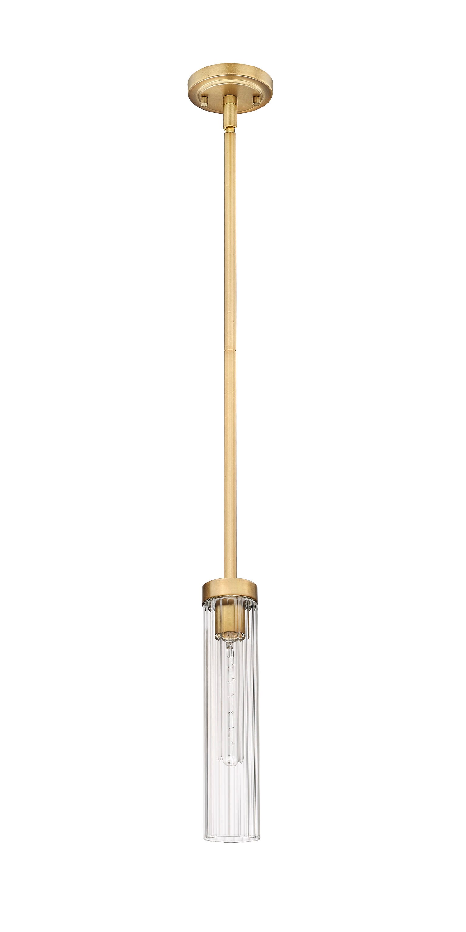 Beau Rubbed Brass and Clear Glass LED Pendant Light