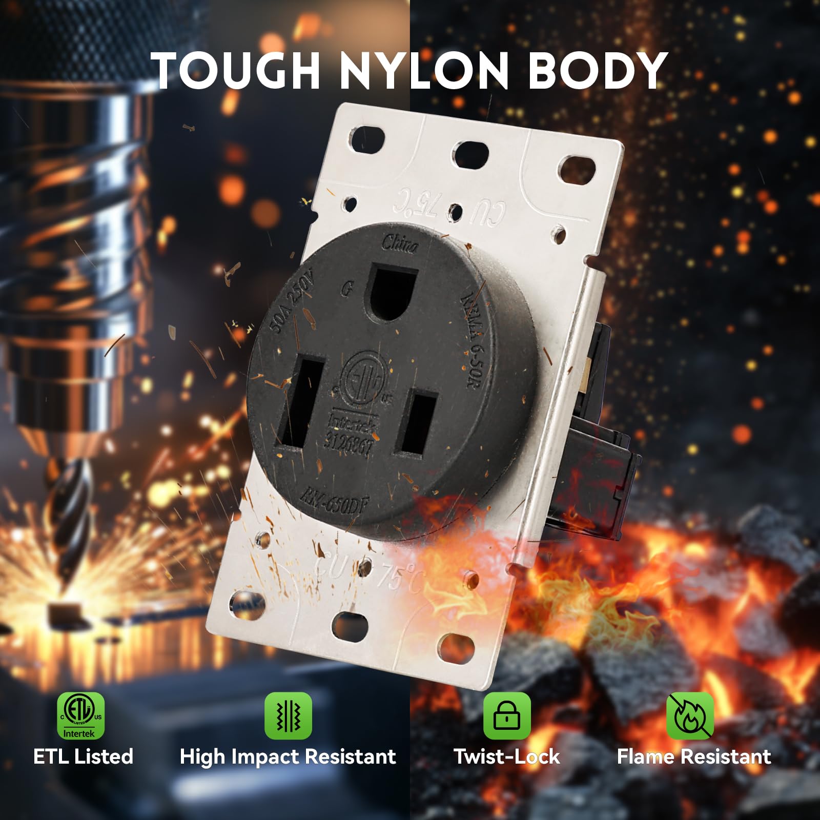 Misopily 50 Amp NEMA 6-50R Industrial Grade Receptacle Outlet with ...