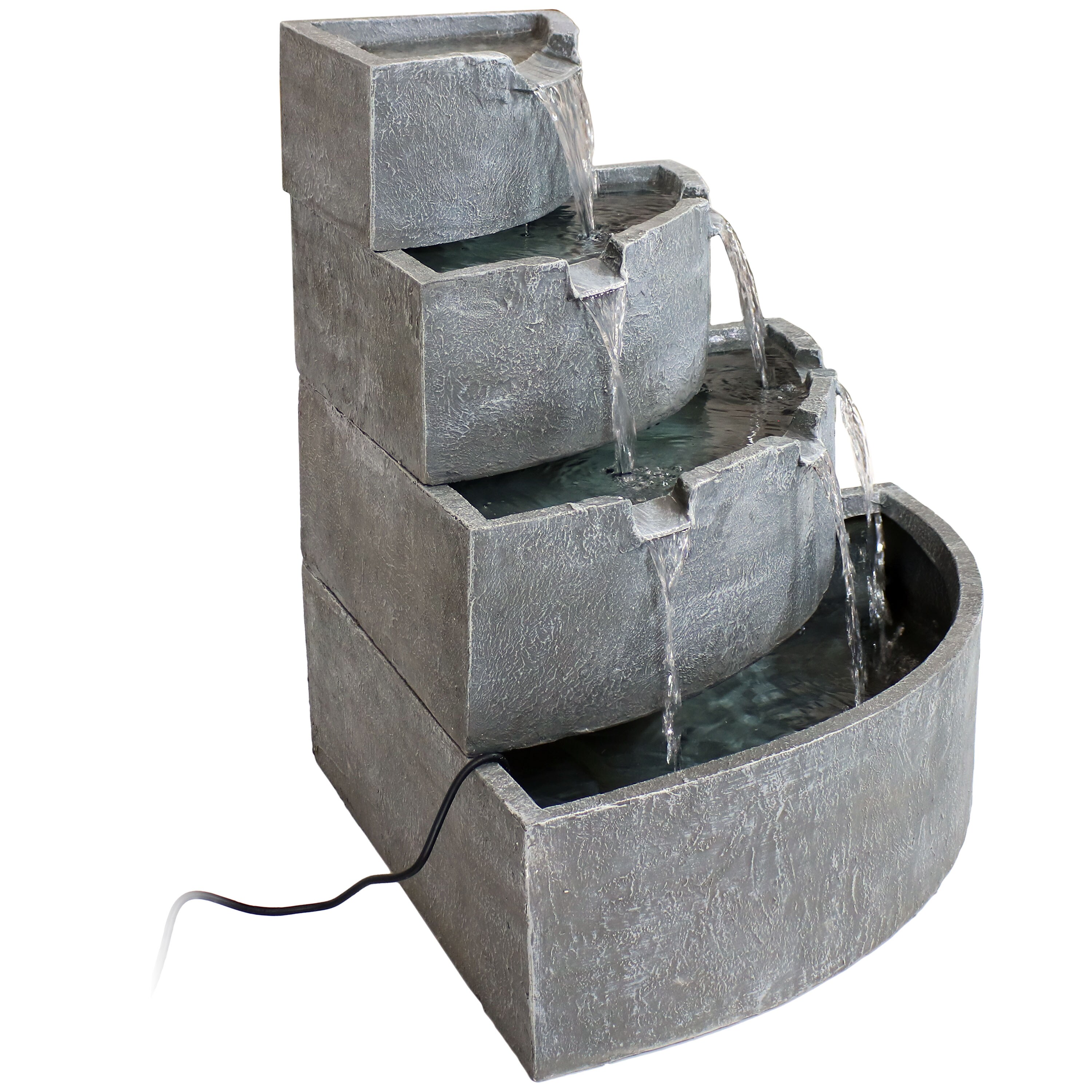 Sunnydaze Decor 32.5-in H Resin Tiered Outdoor Fountain Pump Included ...