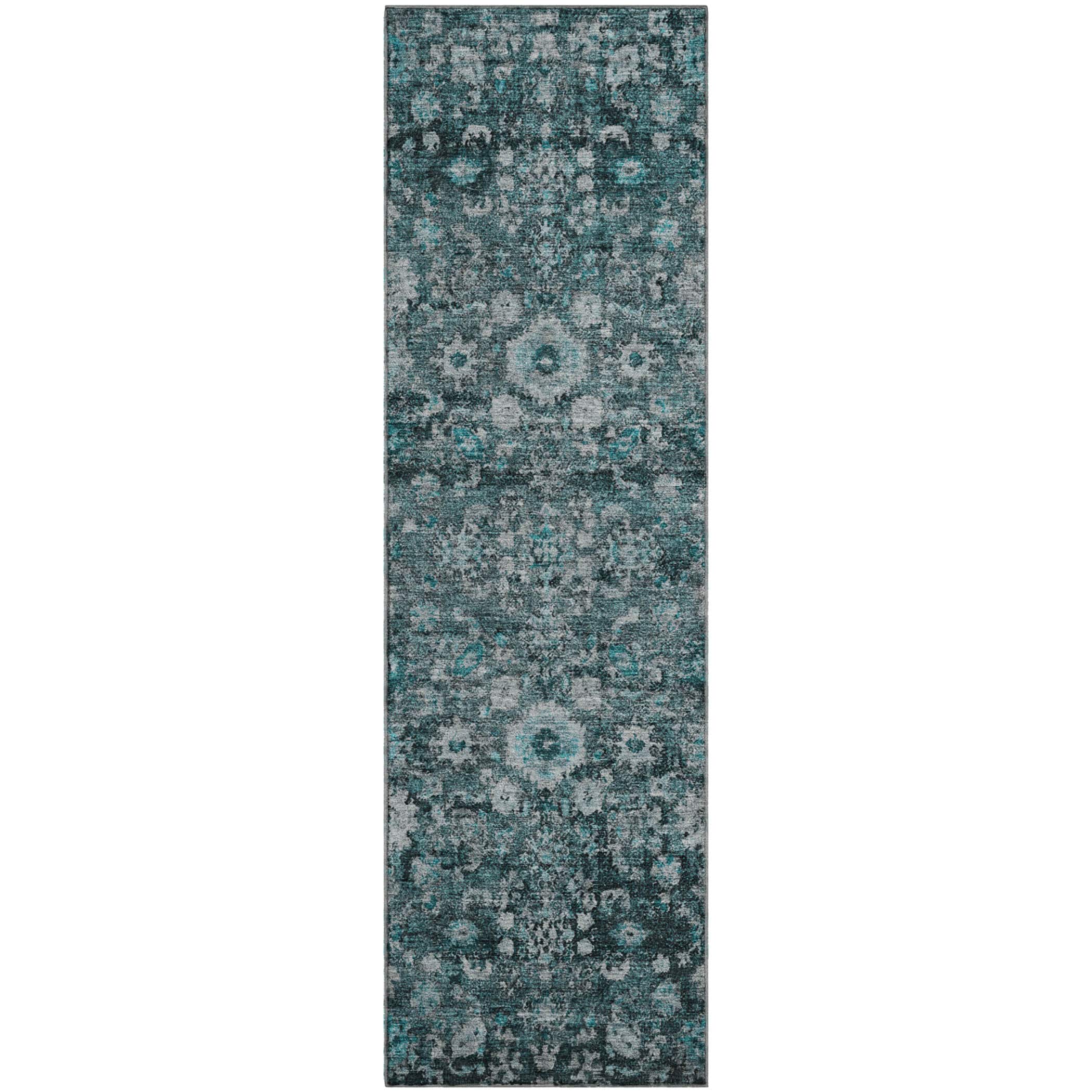 Red Vintage Traditional Washable Non-Slip Rug - 2'3" x 7'6"