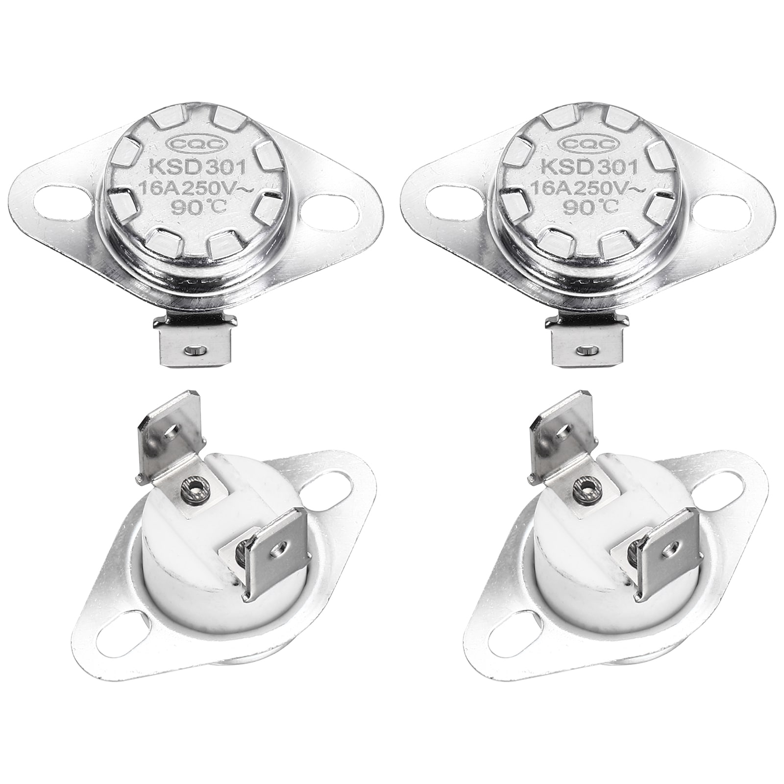 Unique Bargains KSD301 Thermostat 90 Degrees Celsius/194 Degrees Fahrenheit 16A Normally Closed Temperature Switch for Microwaves Oven Coffee Maker 4pcs Ceramic Material #S26021100UX6155