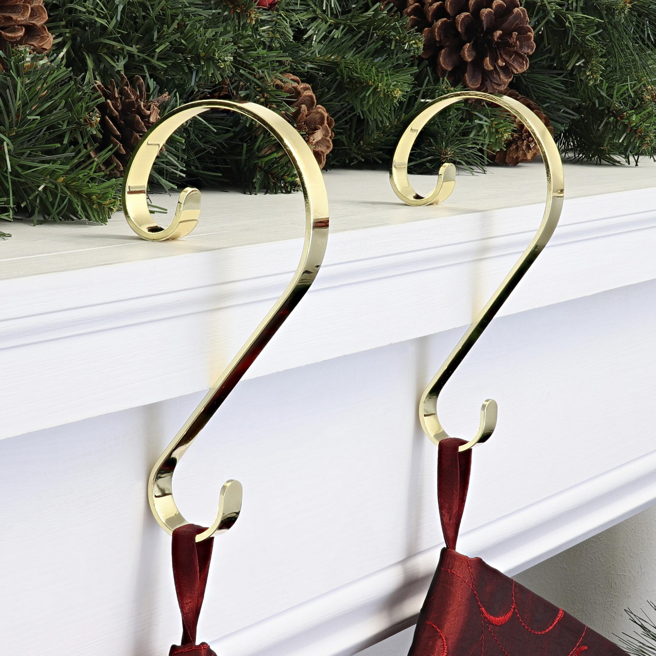 Gold Brass 4-Pack Swivel Stocking Holders
