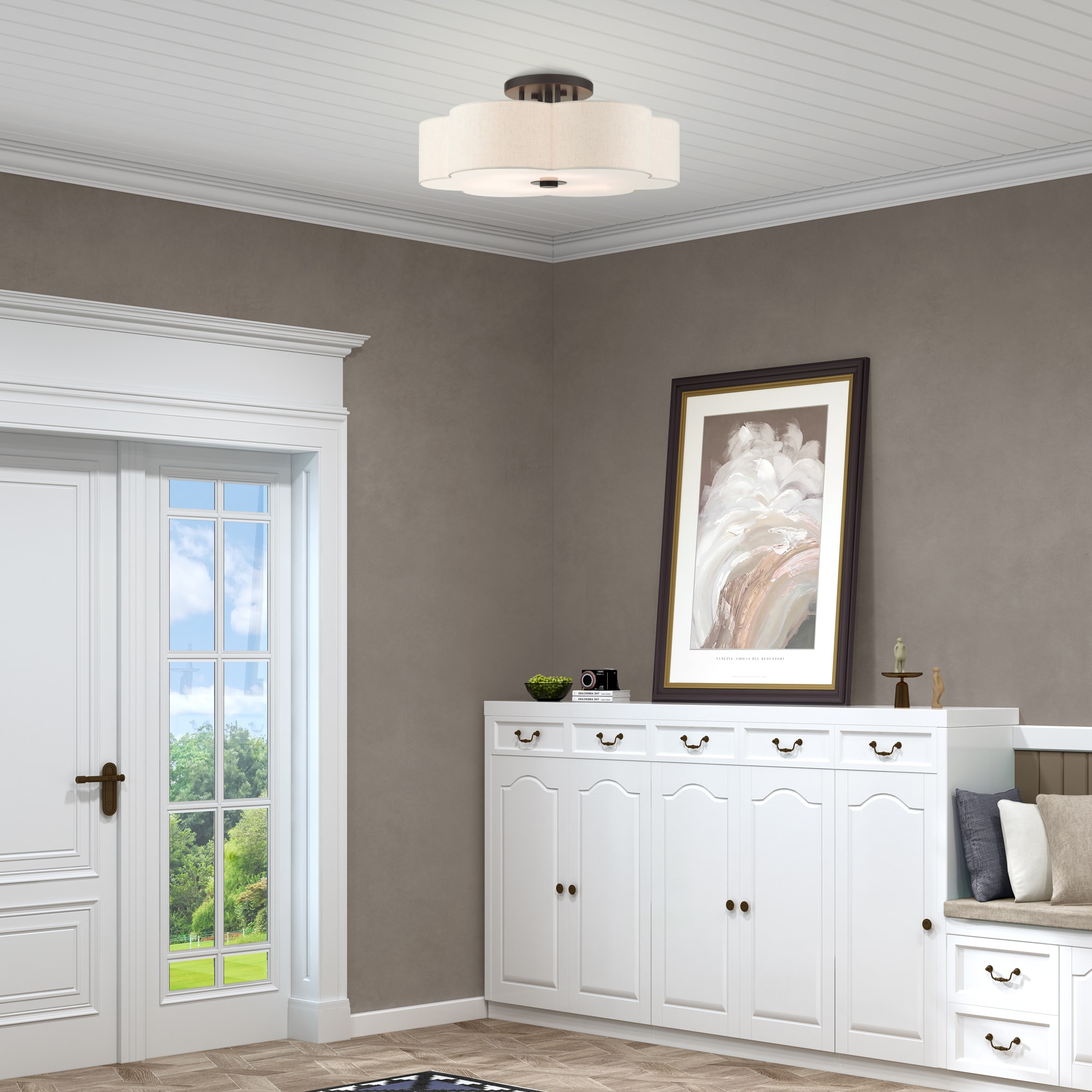 Solstice English Bronze 6-Light Indoor/Outdoor Semi-Flush Mount