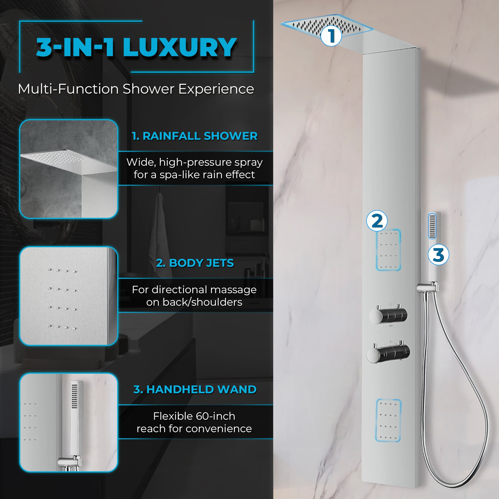 ANZZI SP-AZ079CH Showerhead-Bar-Panels - View #6