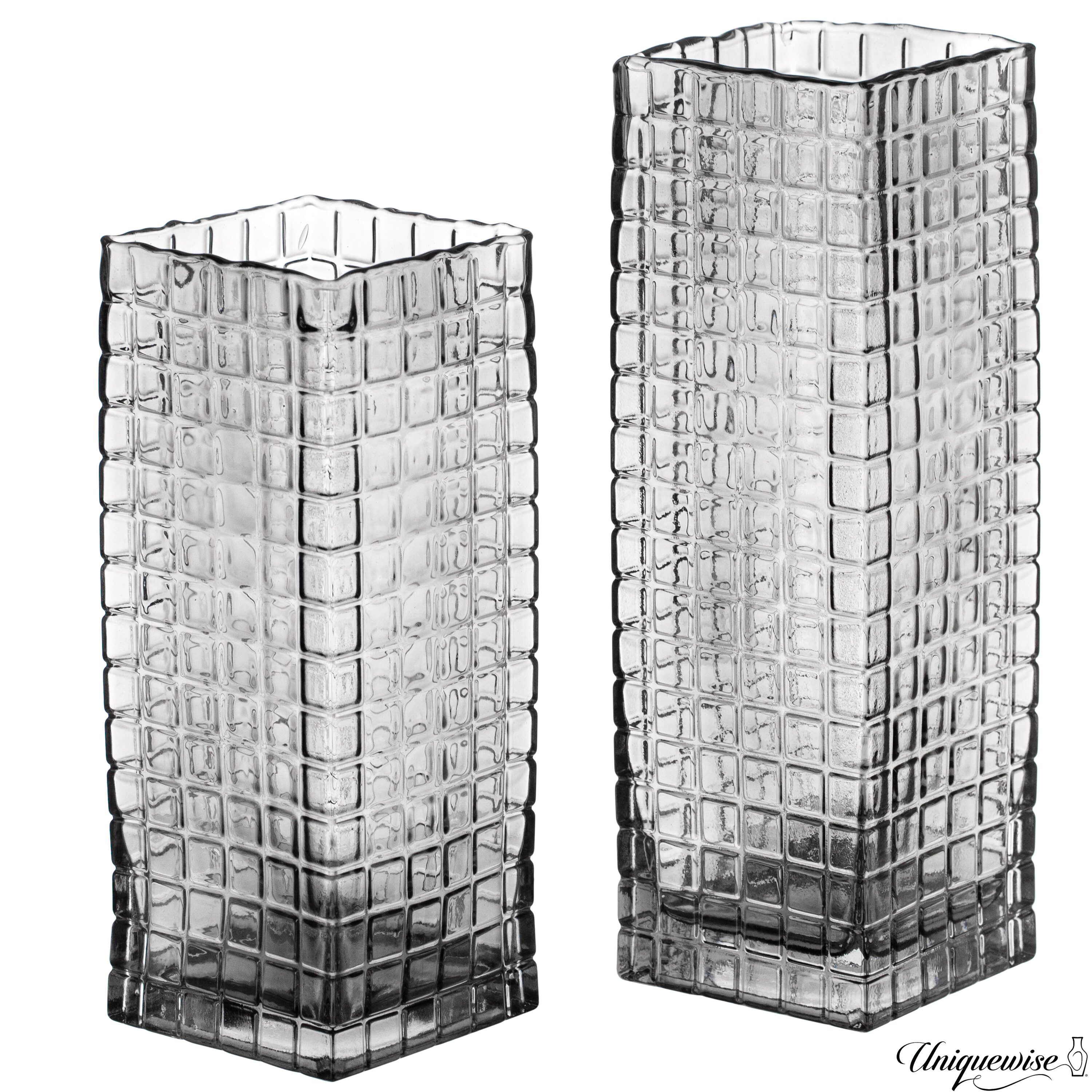 Uniquewise QI004738.GY.2 2 -Pack Gray Glass Modern Vase