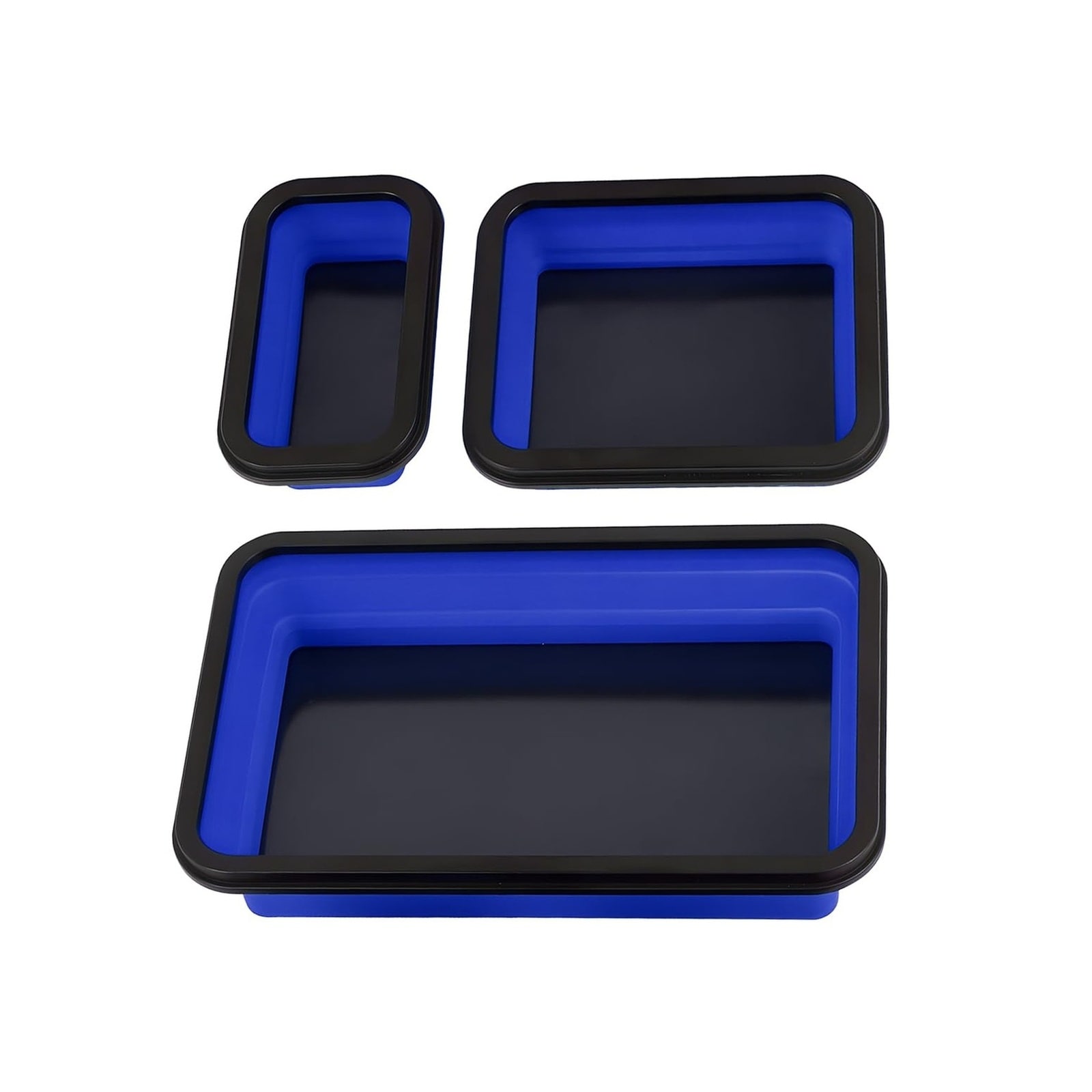 Ahfiwaso  3PCS Collapsible Magnetic Parts Tray Set Silicone Foldable Magnetic Tool Tray in Small Medium and Large Sizes for Organizing Screws