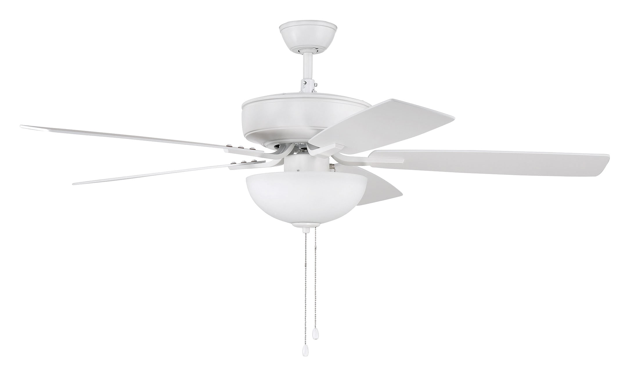 Craftmade P211W5-52WWOK Pro Plus 211 52-in Downrod or Flush Mount White with White/Washed Oak Blades Ceiling Fan With Light ( 5 -Blade )