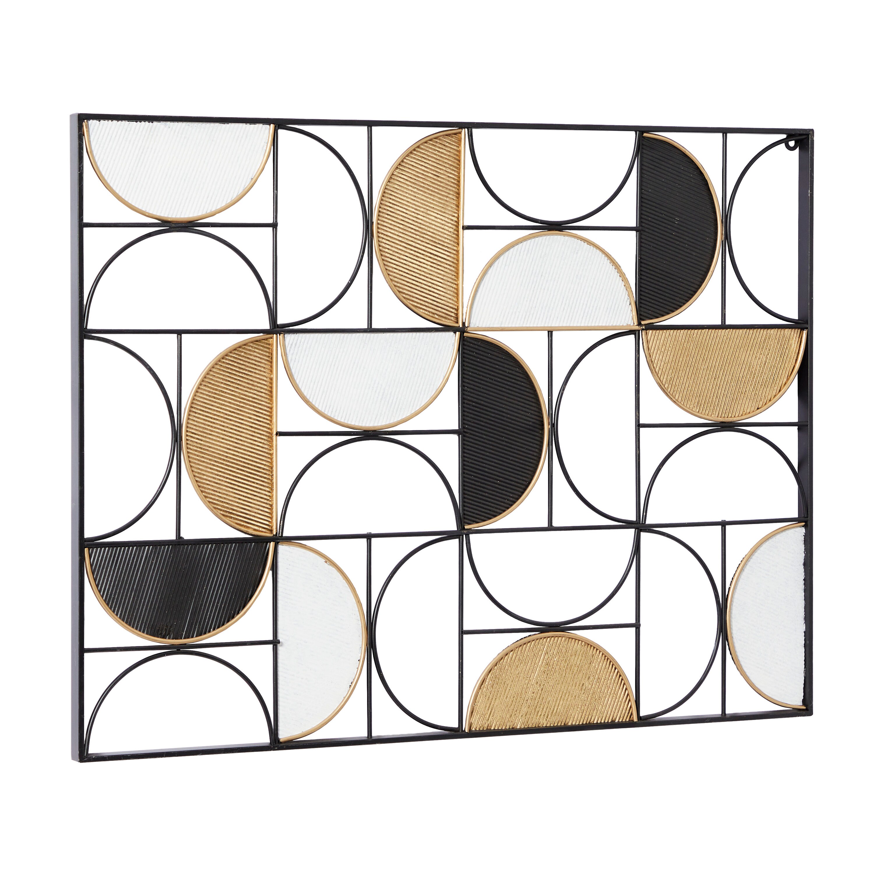 Black and Gold Geometric Half Moon Metal Wall Art