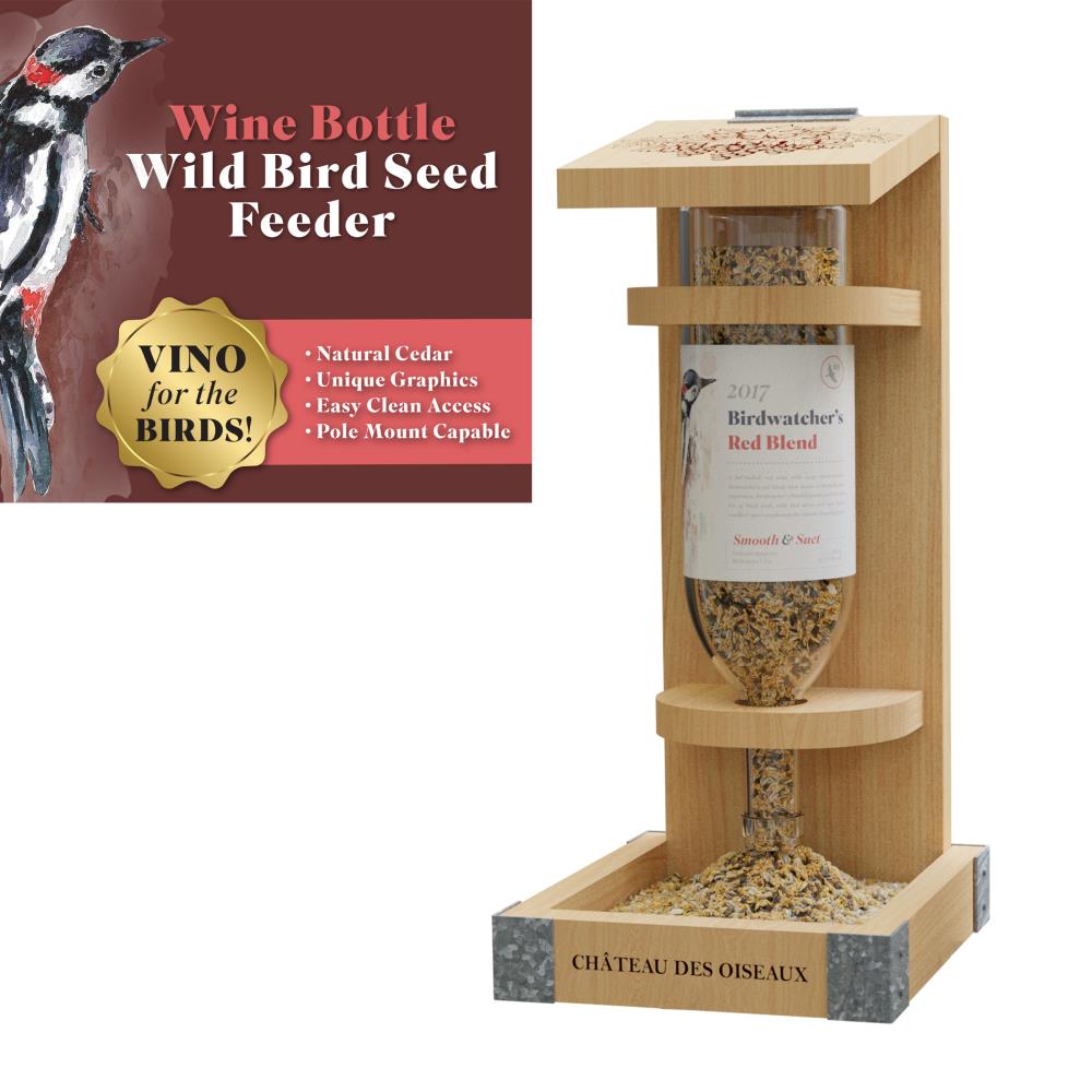  24351L Wood Hanging/Post-mount Tube Bird feeder - 1-lb