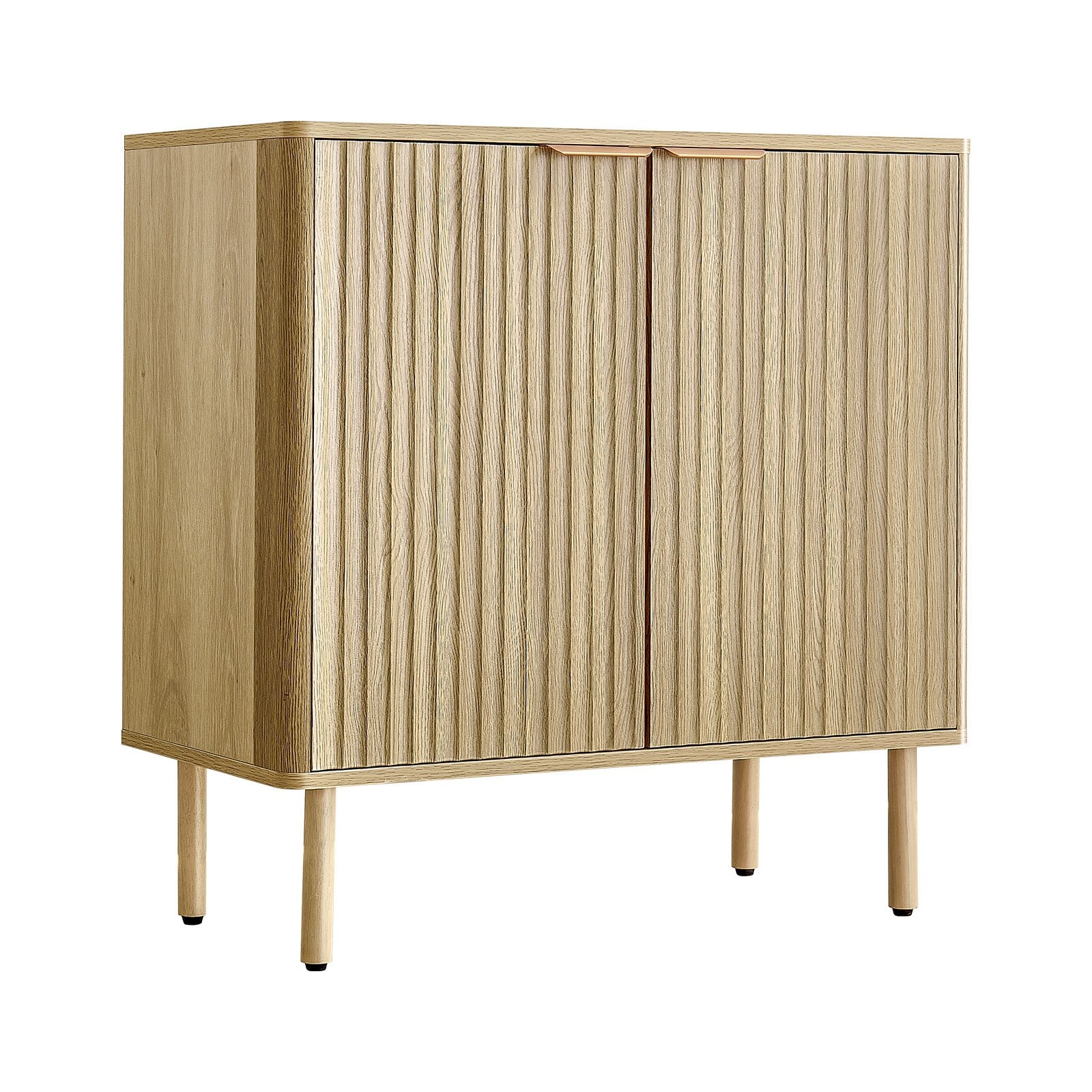 Slickblue Fluted Coffee Cabinet with Shelves Storage 31.5 x 31.5 x 14.7 Oak and Gold Wood for Kitchen or Dining Room