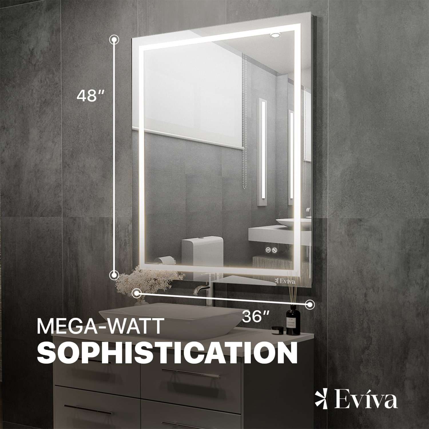 Eviva EVMR101-48X36-LED Framed-Bath-Mirrors - View #2