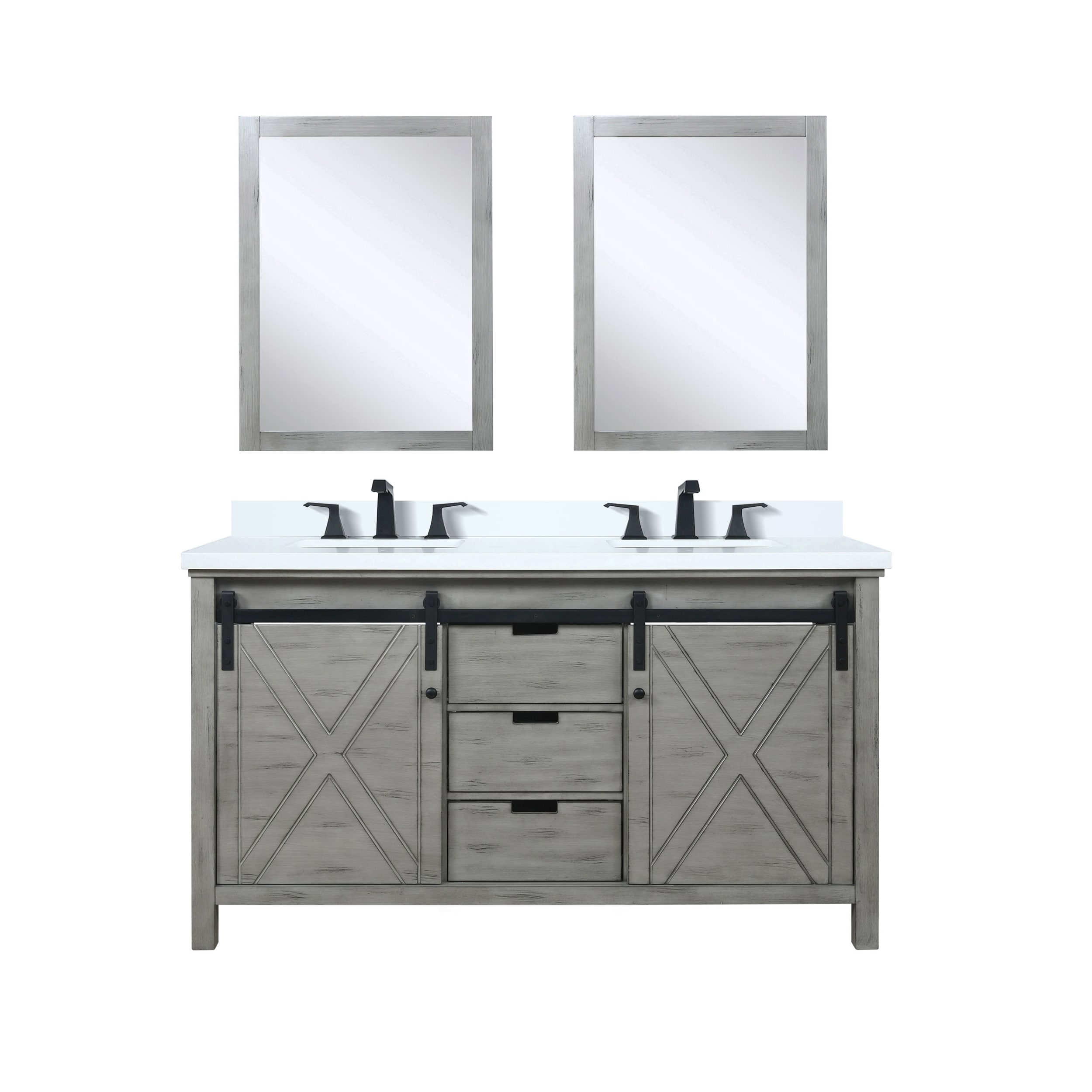 Lexora Marsyas 60-in Ash Grey Bathroom Vanity Cabinet (Mirror Included)
