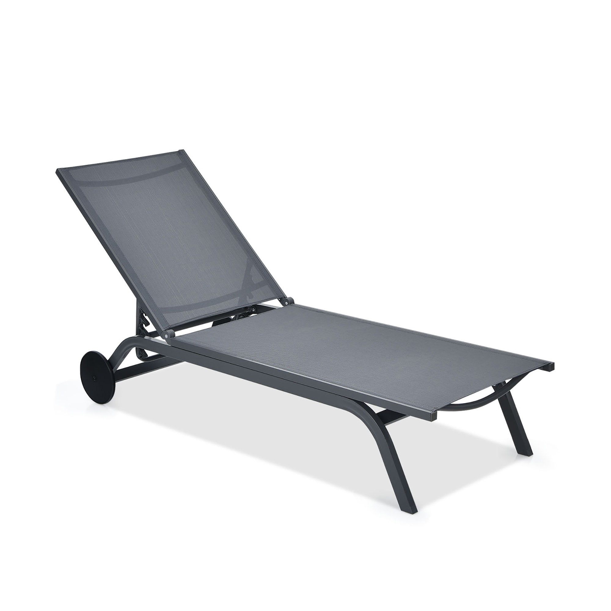 Costway OP70591GR Black Metal Frame C-spring Chaise Lounge Chair with Gray Mesh Seat