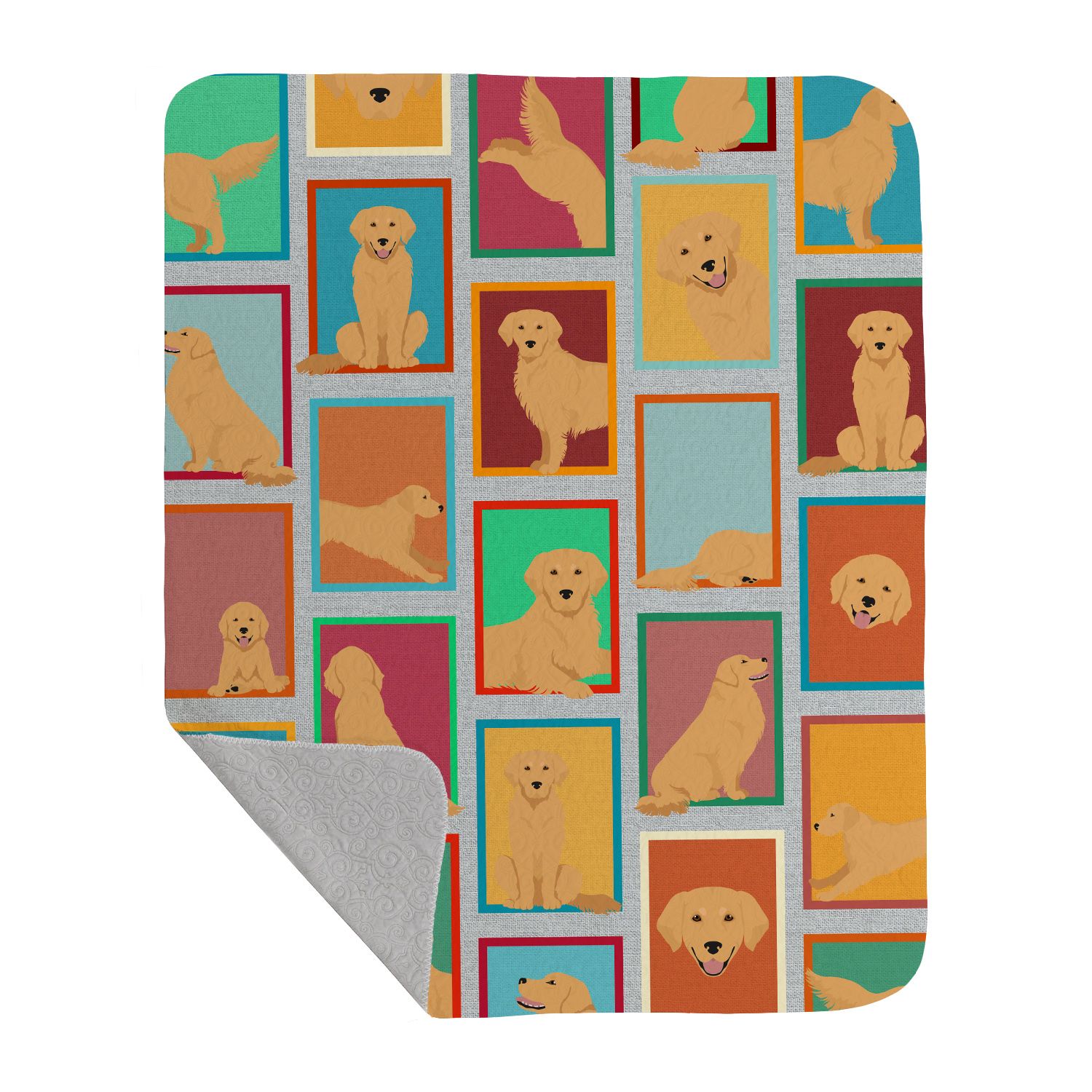 JUSHUA Lots of Golden Retriever Quilted Blanket is 50ft by 60ft Artwork Pattern Quilted Throw Blanket for Bed Couch Sofa and it is Soft and Lightweight