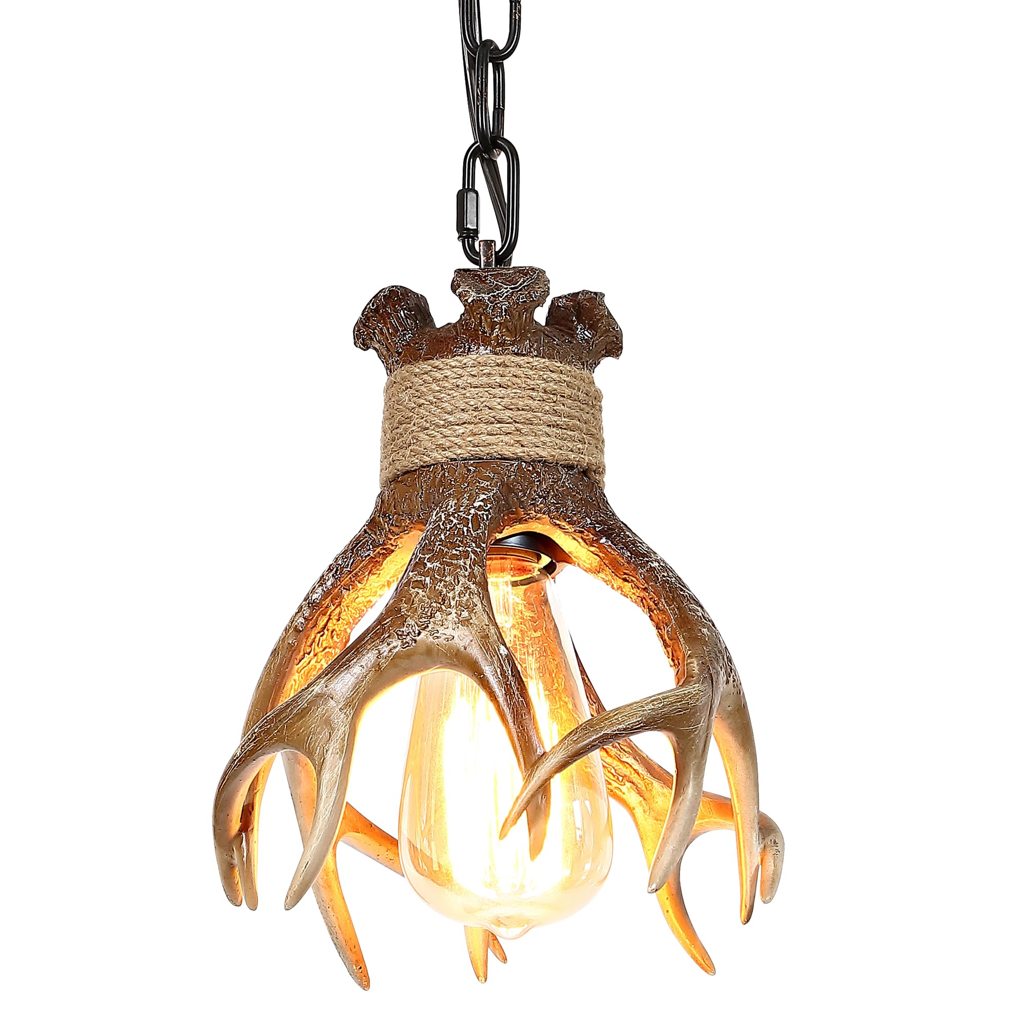 Aoibox Rustic Deer Antler Pendant Light Small Farmhouse Hanging Fixture ...