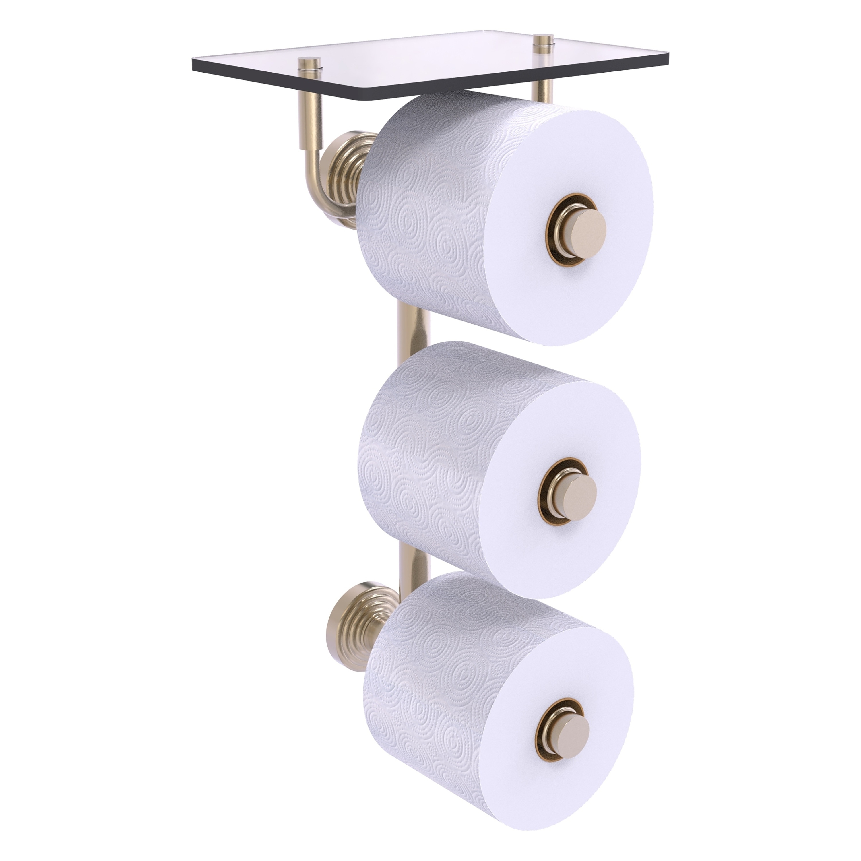 Allied Brass WP-35-3VS-PEW Waverly Place Antique Pewter Wall mount Double post Toilet Paper Holder 3 -Rolls with Storage