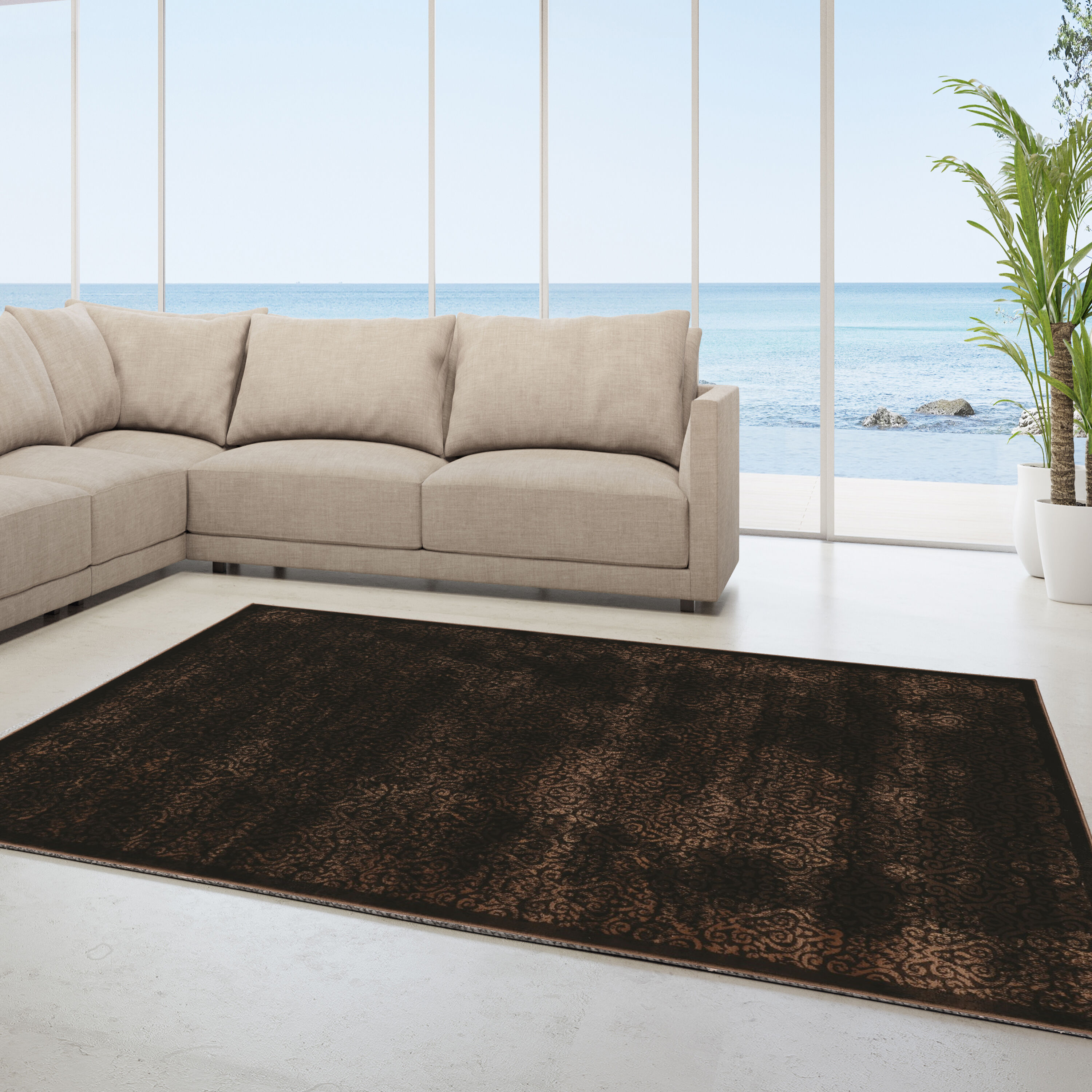 Linon Indoor Outdoor Washable Apia Polyester Area 5'x7' Rug in