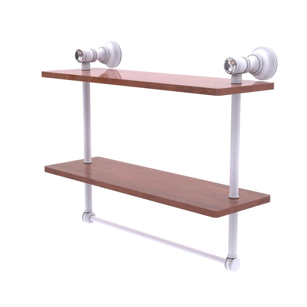 Allied Brass CC-2-16-TB-IRW-WHM Carolina Crystal Matte White 2 -Tier Wall mount Bathroom Shelf ( 16-in x 9.5-in x 5-in )