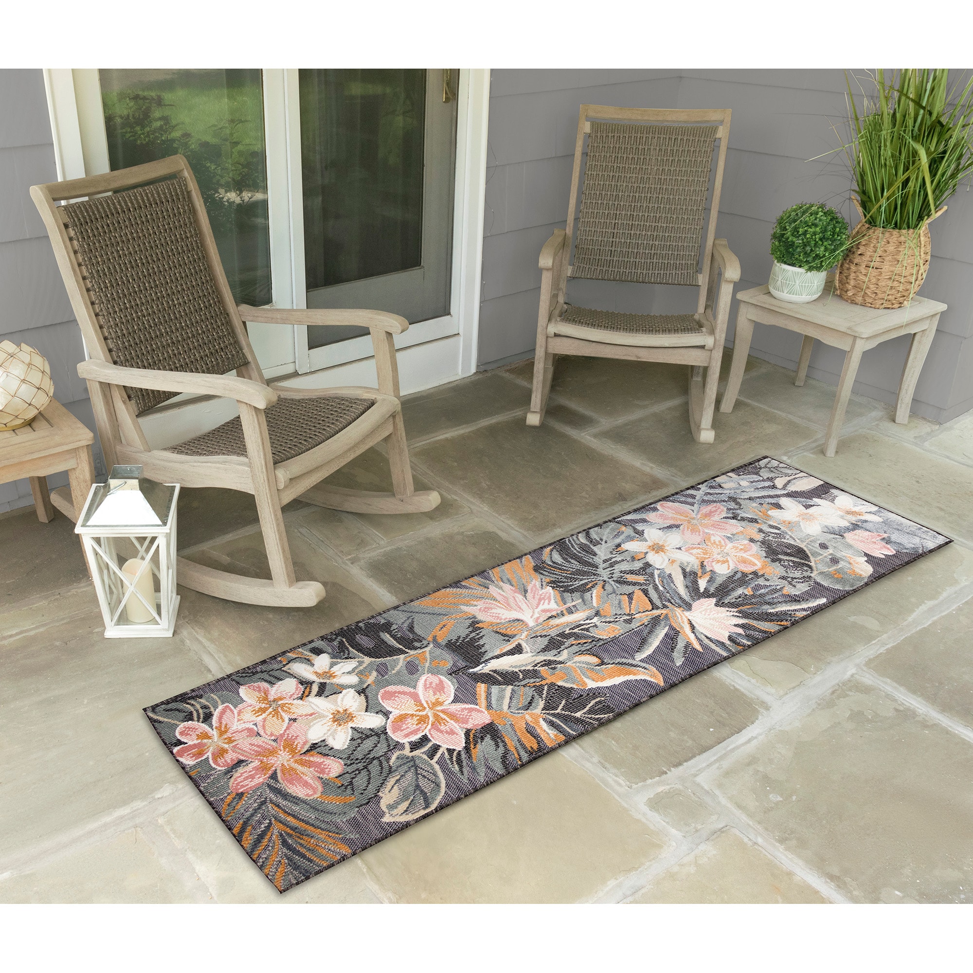 Liora Manne CYNR5937844 Canyon 2 x 5 (ft) Loomed Polypropylene Multi Rectangular Indoor/Outdoor Floral/Botanical Tropical Runner rug