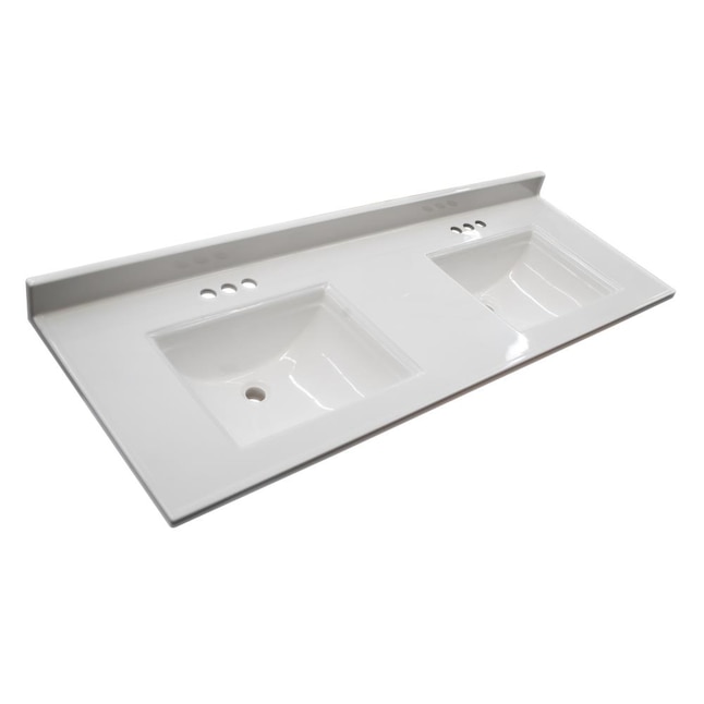 Design House Camilla 61 In Solid White, Double Bathroom Vanity Top With Sink