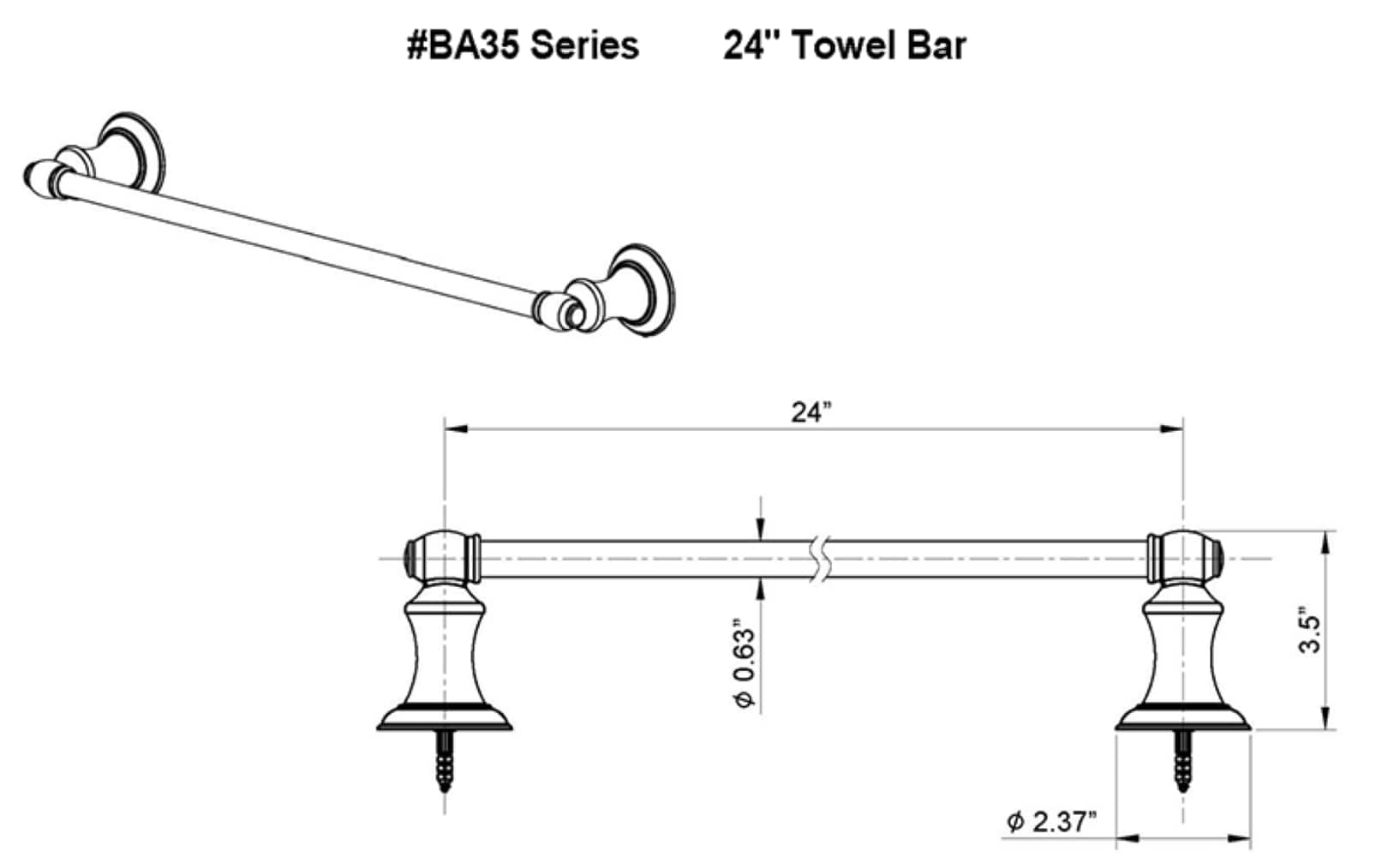 ARISTA Highlander 24-in Chrome Wall Mount Single Towel Bar BA3501-24TBR ...