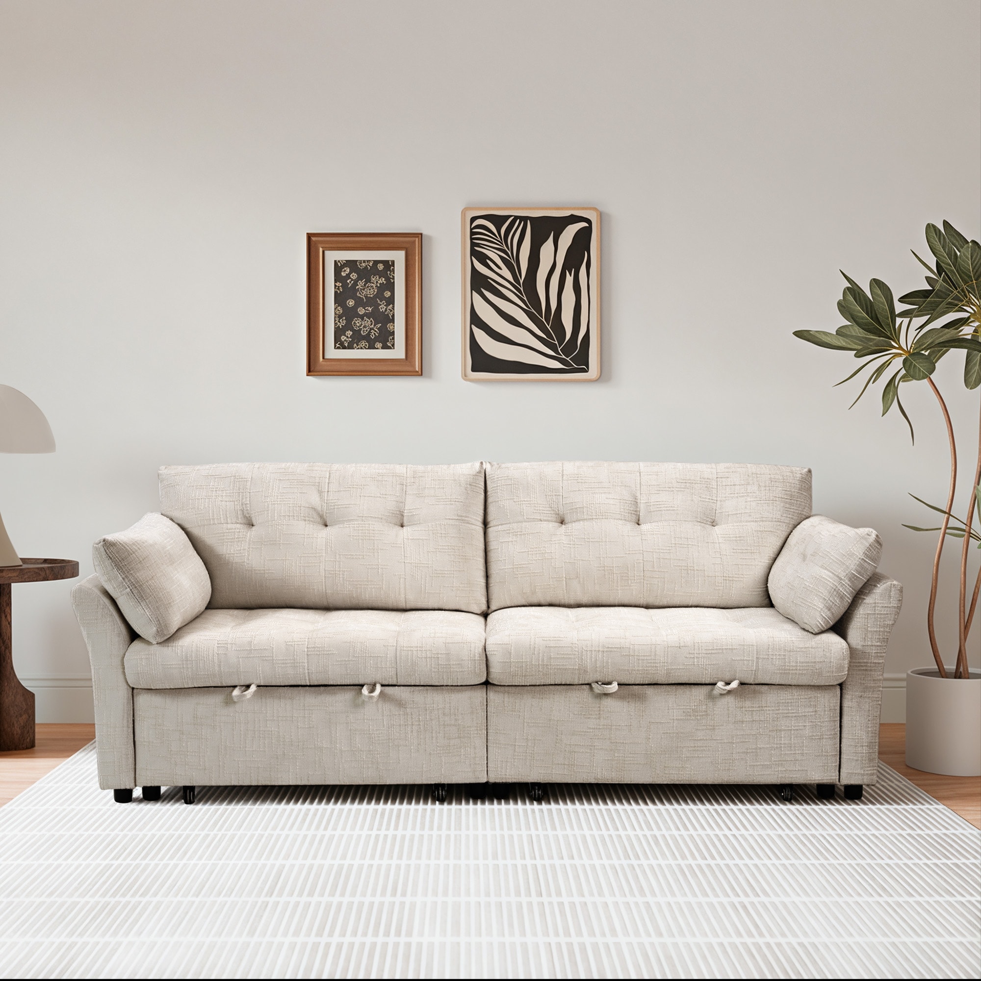 Dovelina 90 in Wide 3 Seater Pull out Sofa Sectional Sleeper Sofa with USB Charging