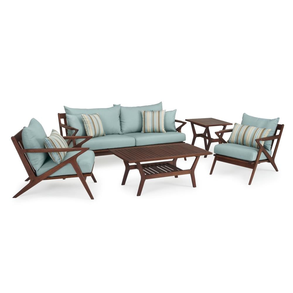 RST Brands OP-AWSS5-VGHN-BLS-K Vaughn 5-Piece Patio Conversation Set with Blue Sunsharp Cushions