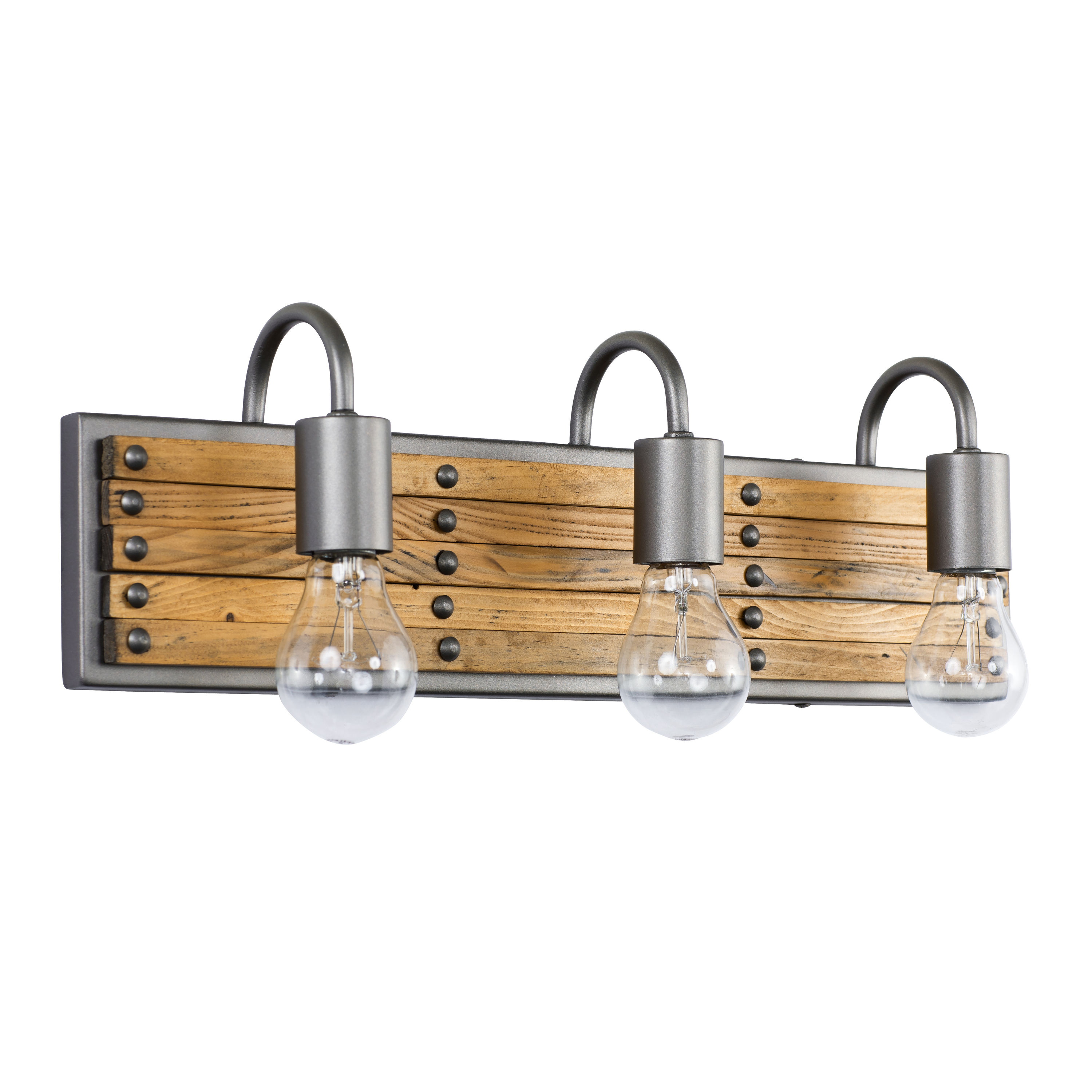 Ella Jane New Bronze 3-Light Bath Vanity with Recycled Wood