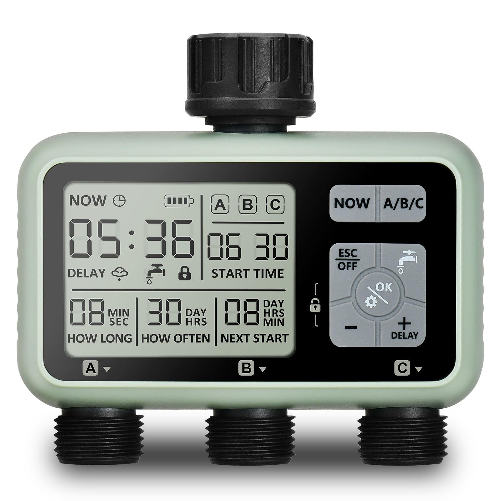KIWDZFU  Watering Timer 3 Zone Programmable Garden Outdoor Hose Faucet Timer with Rain Delay Auto and Manual Watering System for Lawn and Patio