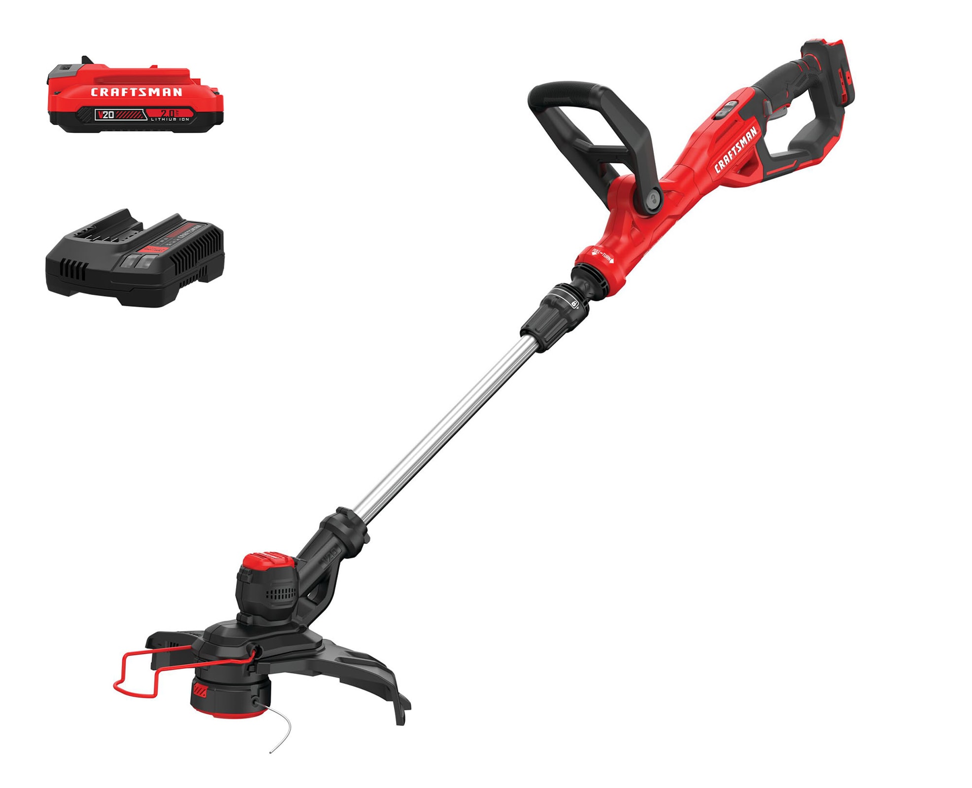 CRAFTSMAN V20 20 volt Max 13 in Straight Shaft Battery String Trimmer 2 Ah Battery and Charger Included in the String Trimmers department at Lowes