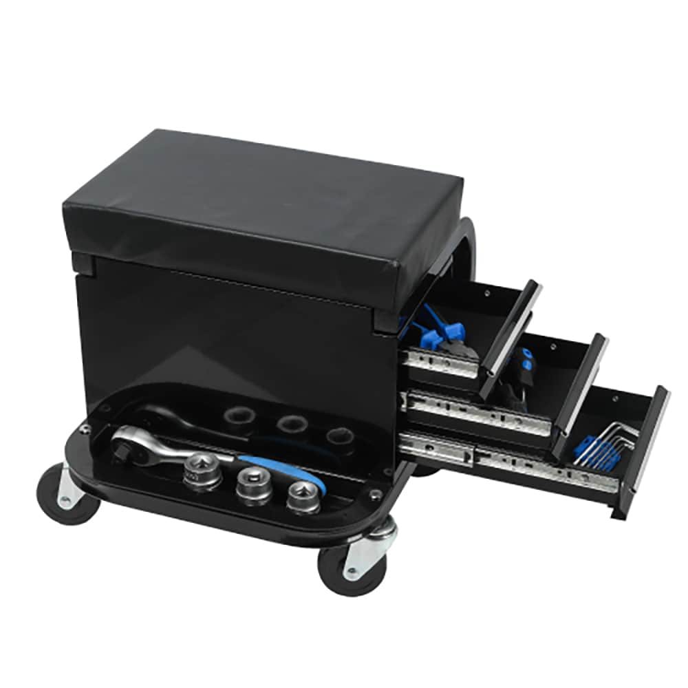 Kahomvis EXC-2QP214-01 Rolling Creeper Garage Shop Seat with Three Built-in Drawers