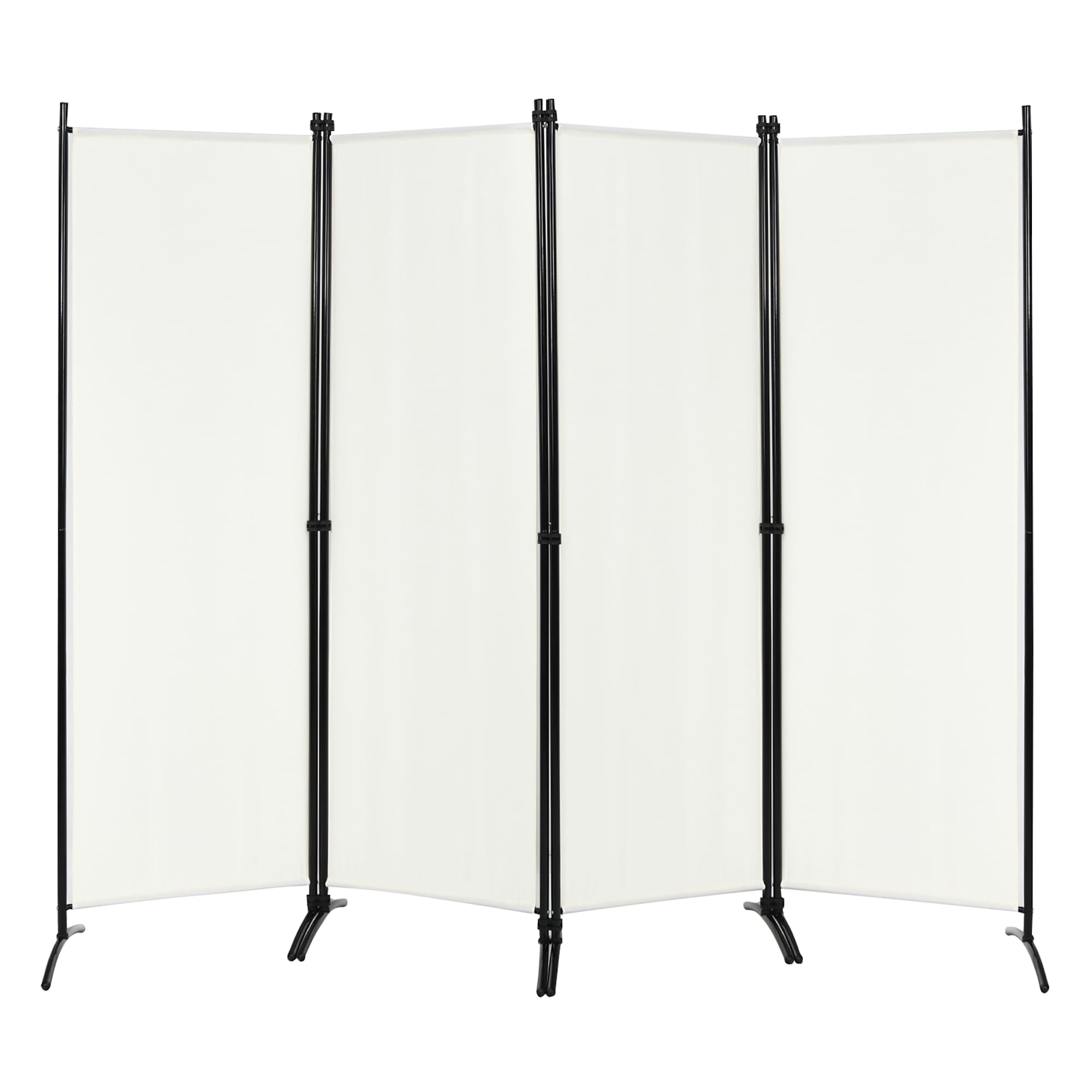 Goplus LWS00384 4 -Panel White Fabric Folding Contemporary/Modern Style Room Divider