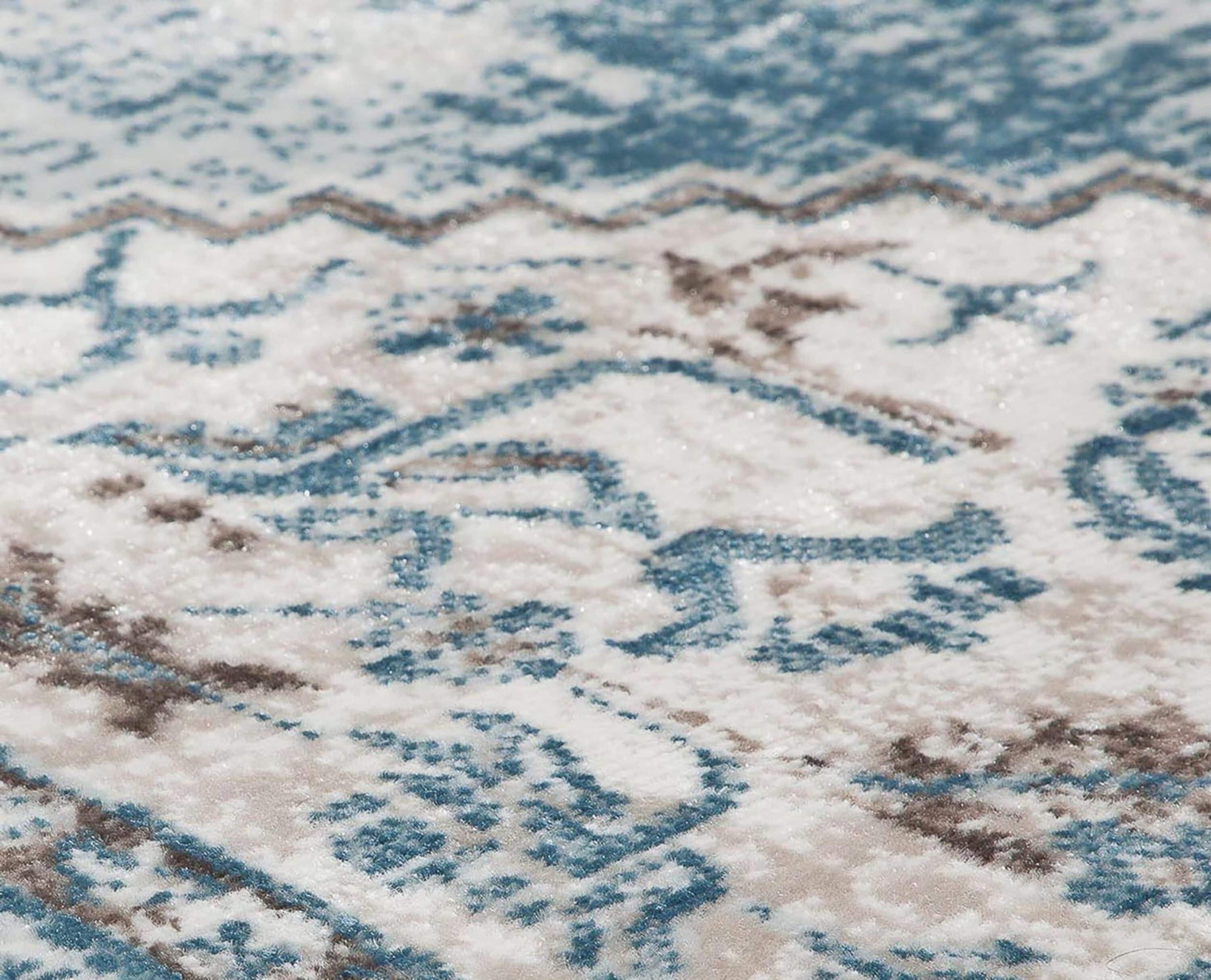 Powder Blue Medallion Synthetic 8' x 10' Area Rug