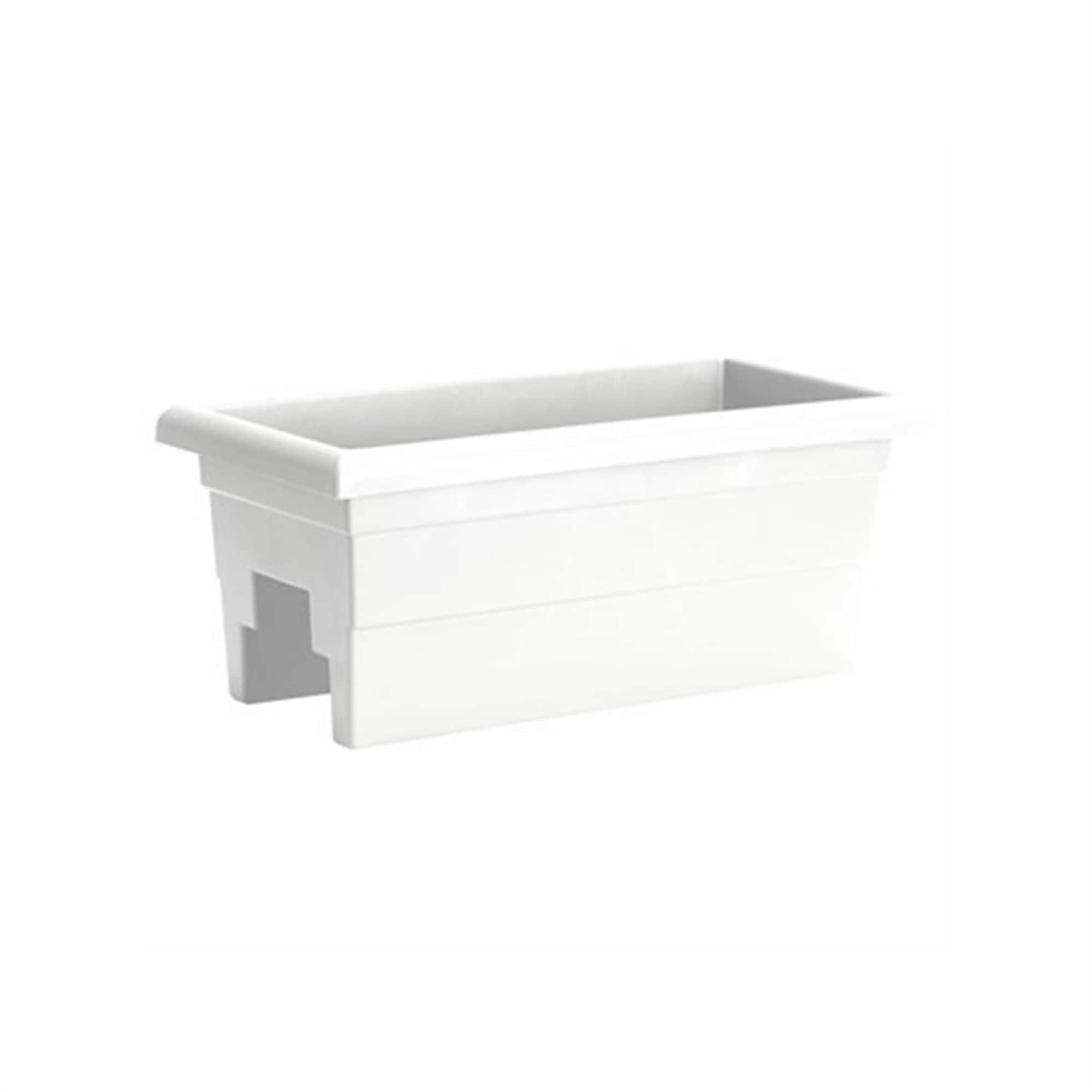 Novelty Manufacturing Countryside Plastic Railing Planter Flower Box- White- 24in