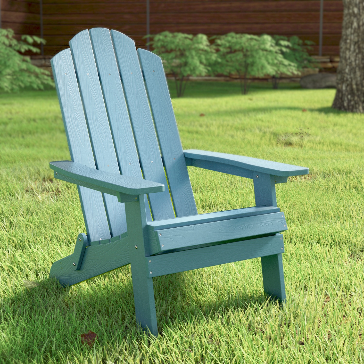 WINSOON Adirondack Chair Blue Plastic Frame Stationary Adirondack Chair ...