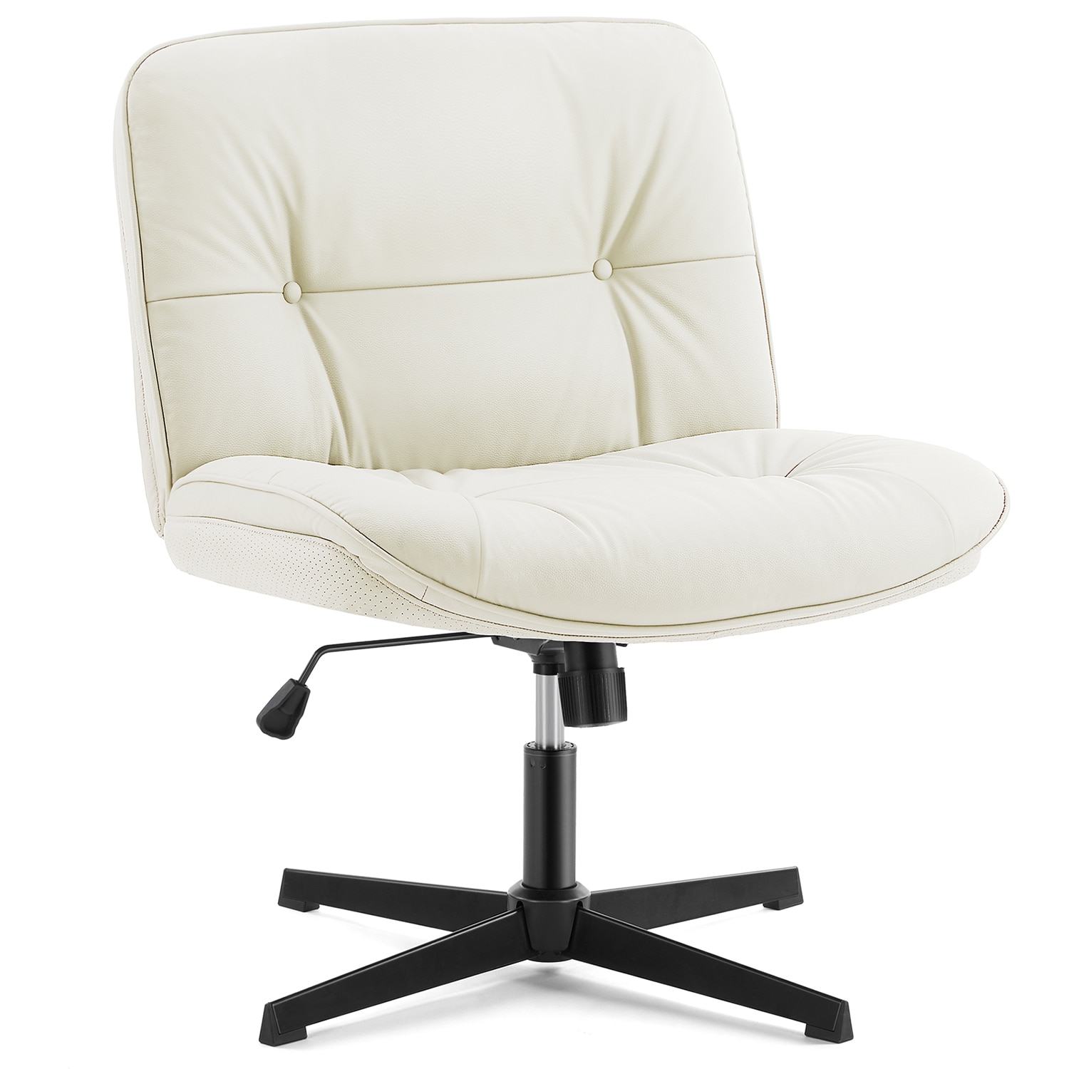 GZMR GZ-W22608 Criss Cross Legged Chair White Contemporary Ergonomic Adjustable Height Swivel Polyurethane Desk Chair