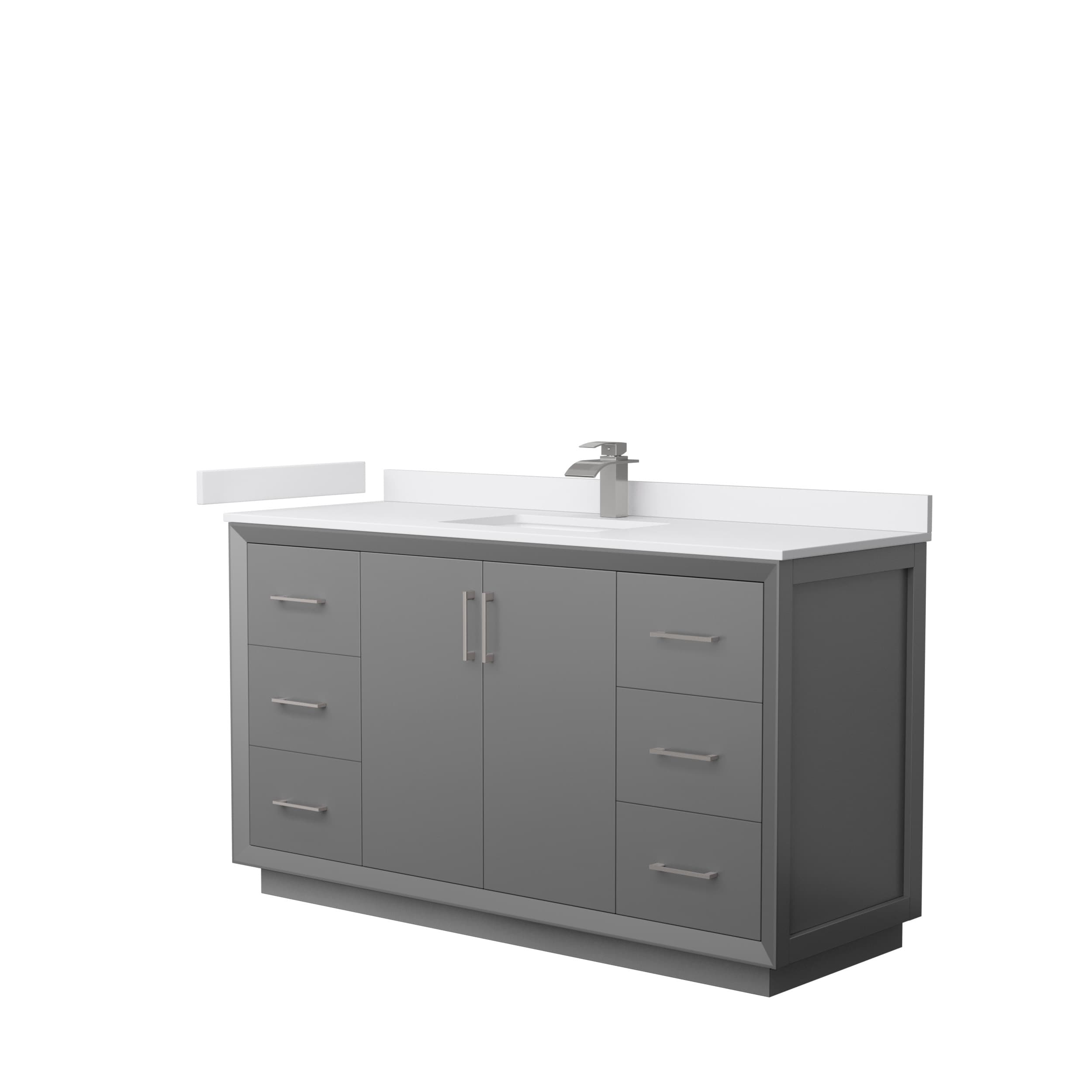 Wyndham Collection WCF414160SKGWCUNSMXX Strada 60-in Dark Gray with Brushed Nickel Trim Undermount Single sink Bathroom Vanity with White cultured marble Cultured marble Top