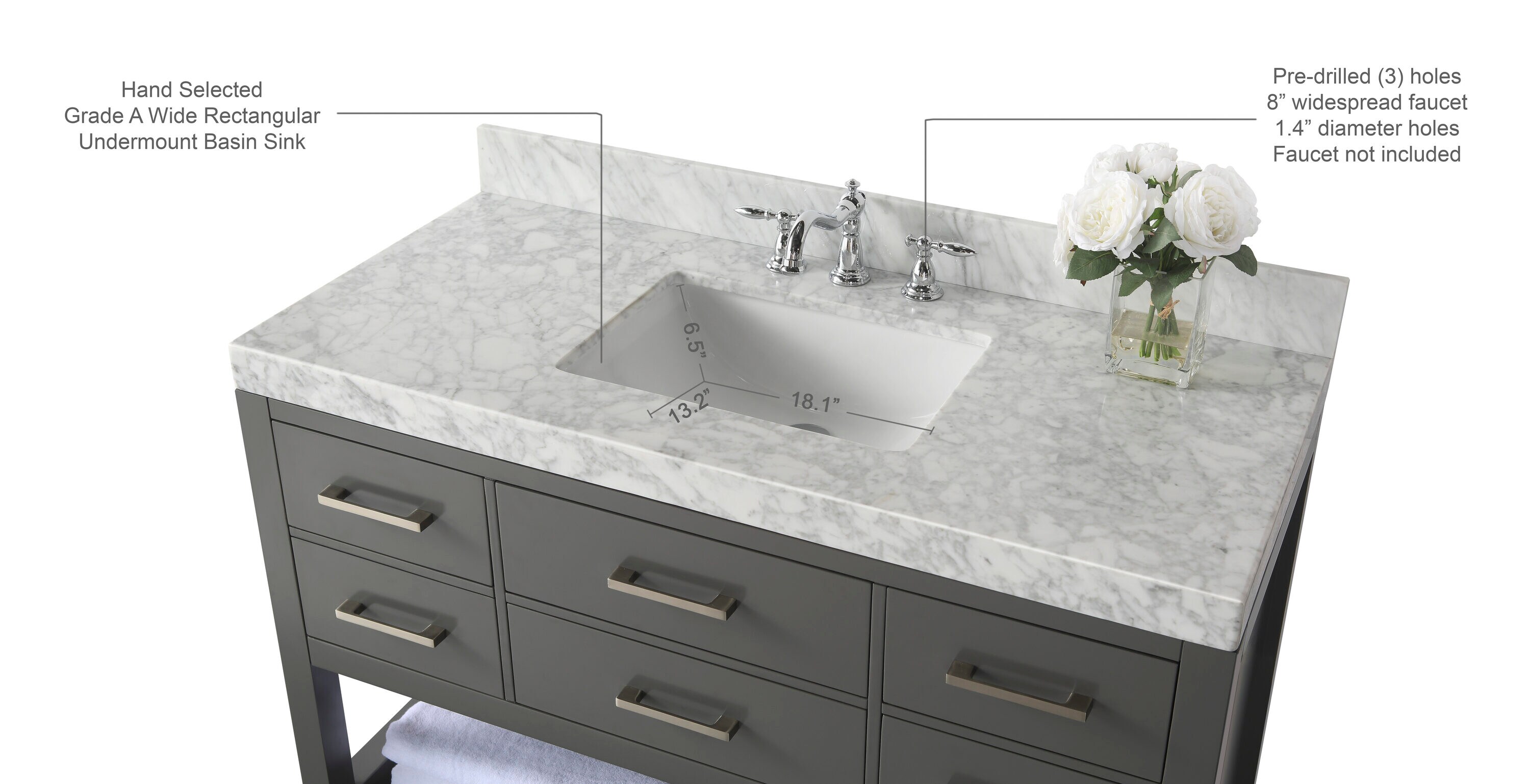 Ancerre Designs VTSELIZABETH48SGCW1 Bath-Vanity-Combo - View #7