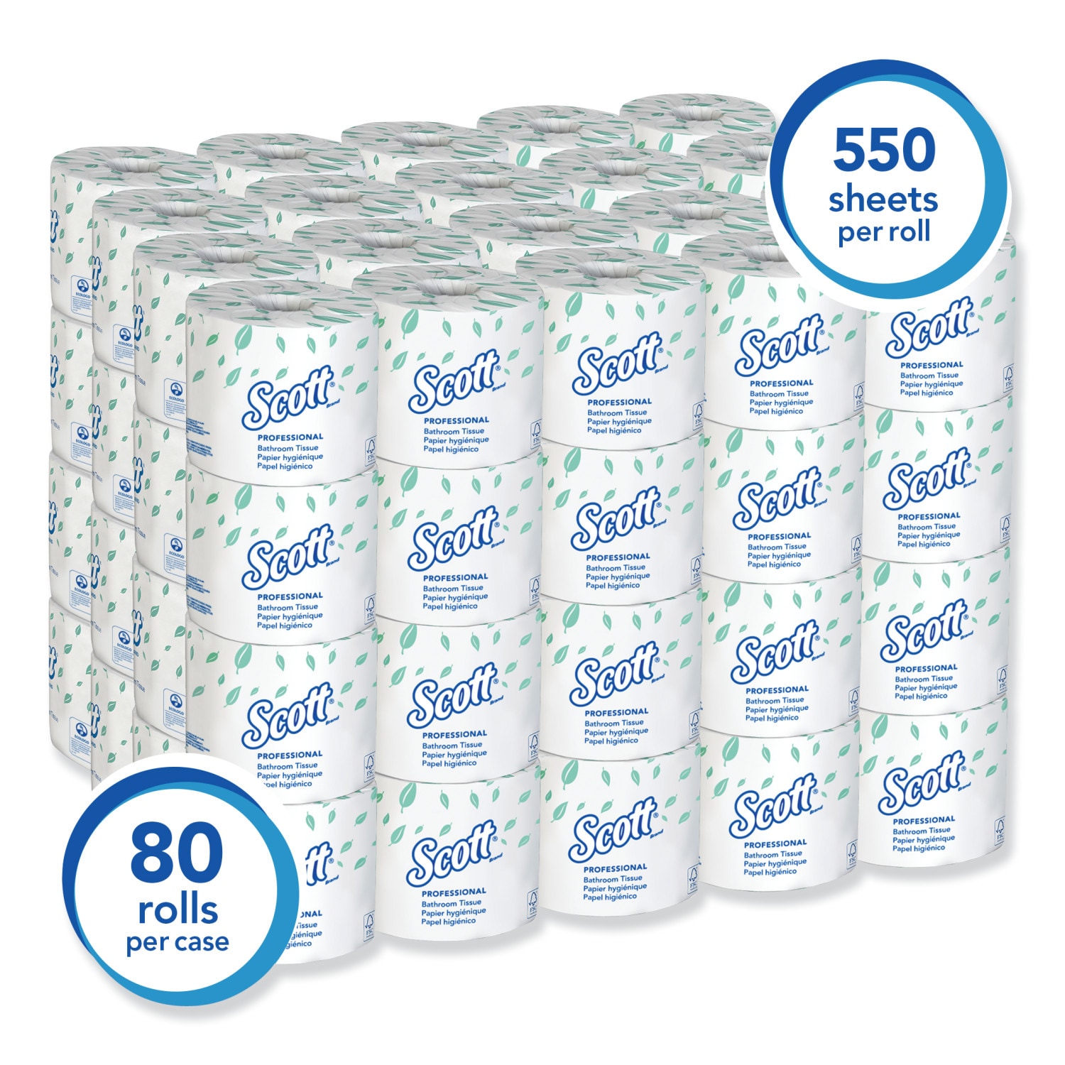 SCOTT® ESSENTIAL® 2-ply Toilet Paper Roll (38003), White, 12 Packs / Case,  4 Rolls / Pack (48 Rolls)