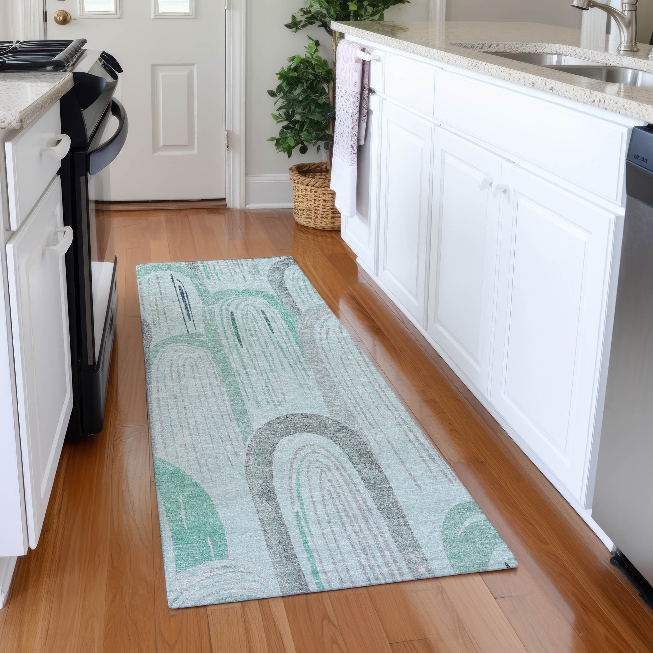 Addison Rugs ACN1593SF2X8 Chantille ACN1593SF 2 x 7 (ft) Polyester Seafoam Rectangular Indoor/Outdoor Geometric Machine washable Runner rug
