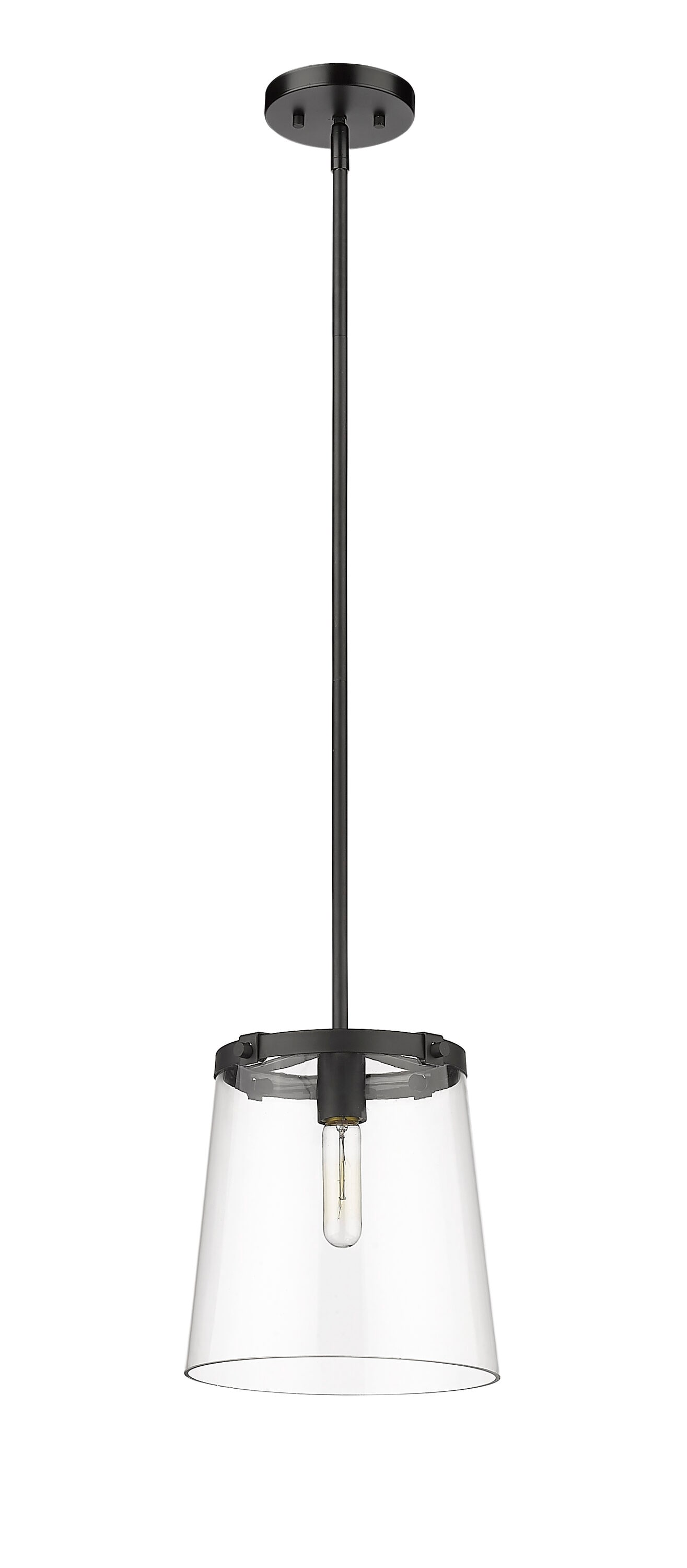 Callista Matte Black Hand-Crafted Glass Pendant Light